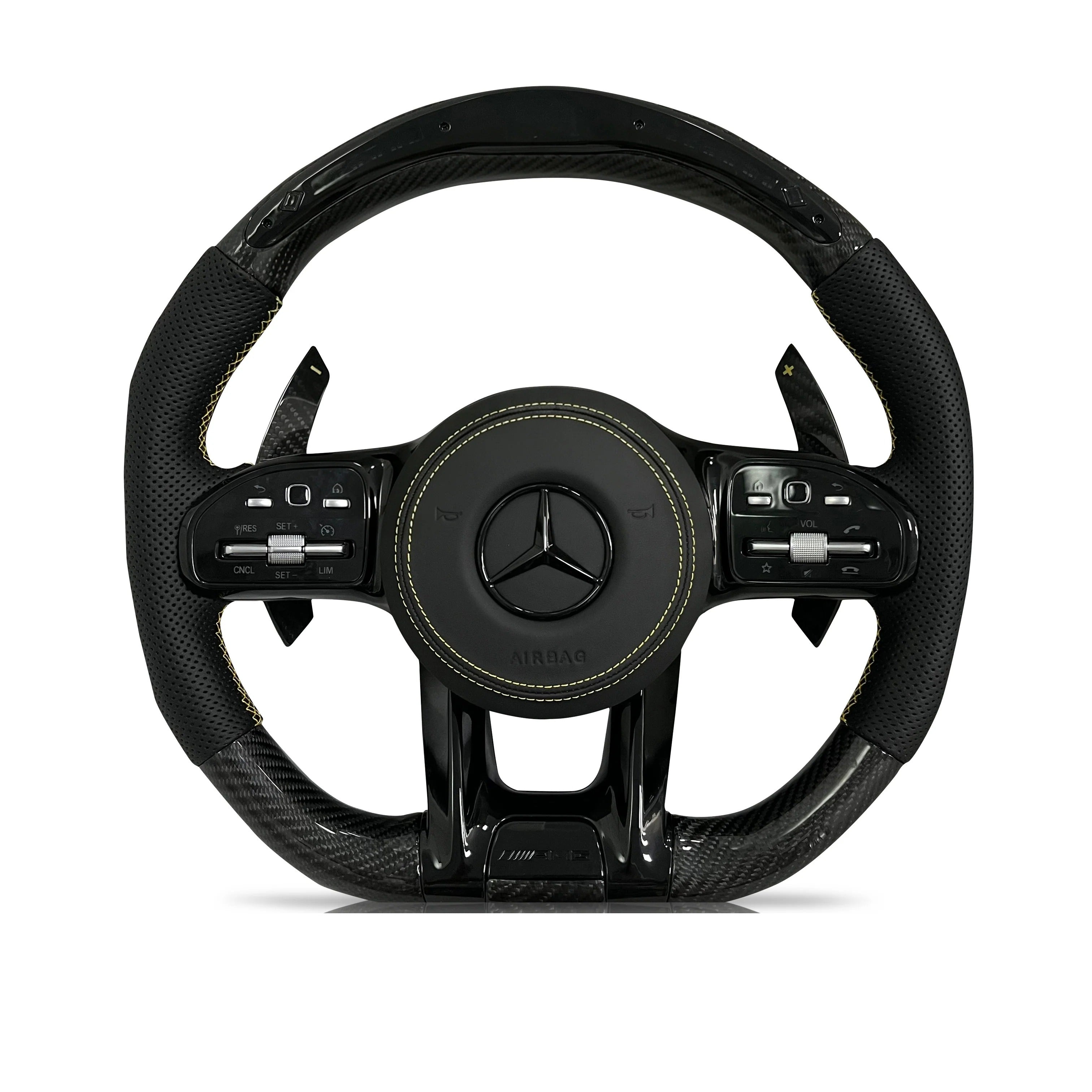 Steering wheel on a clean white background