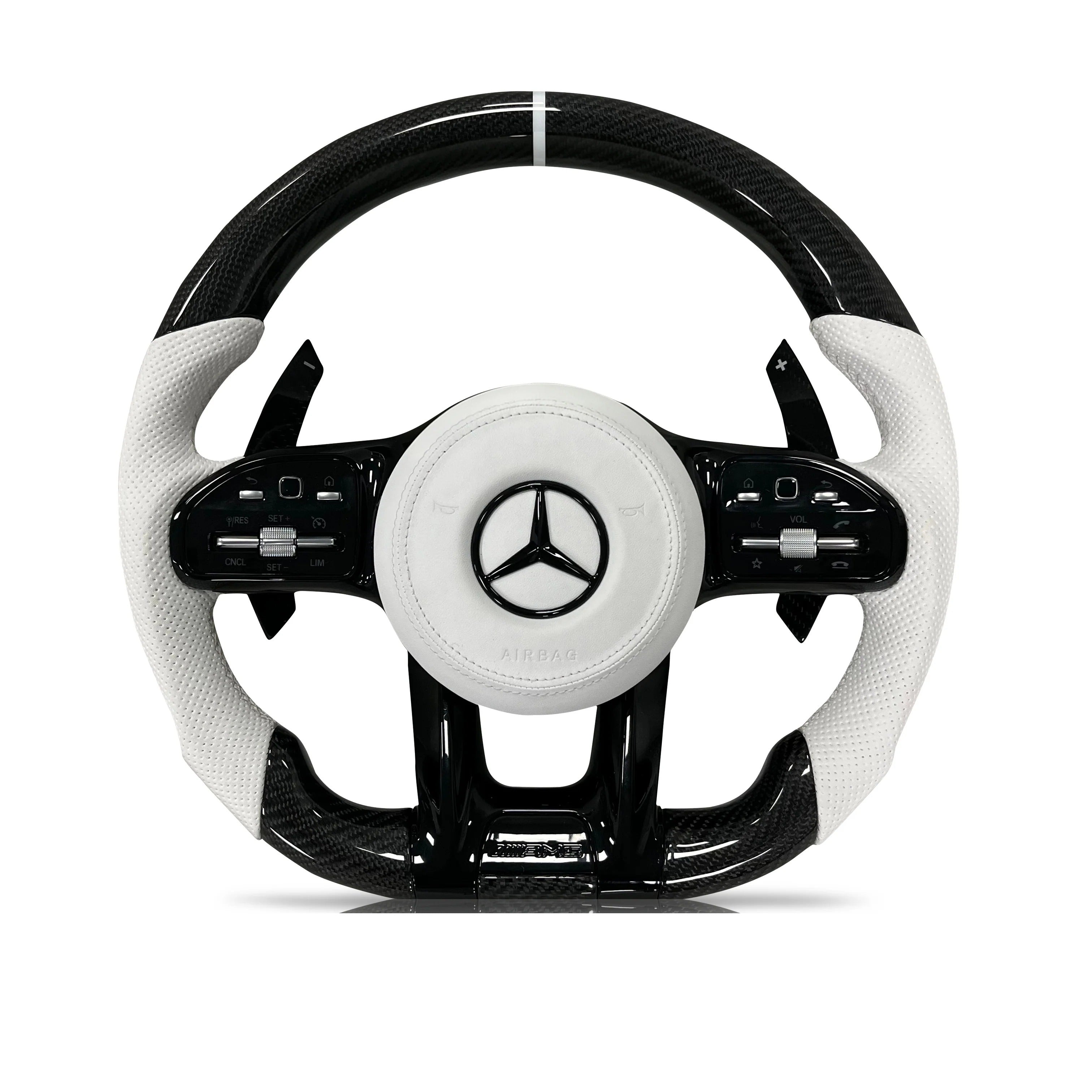 Steering wheel on a clean white background