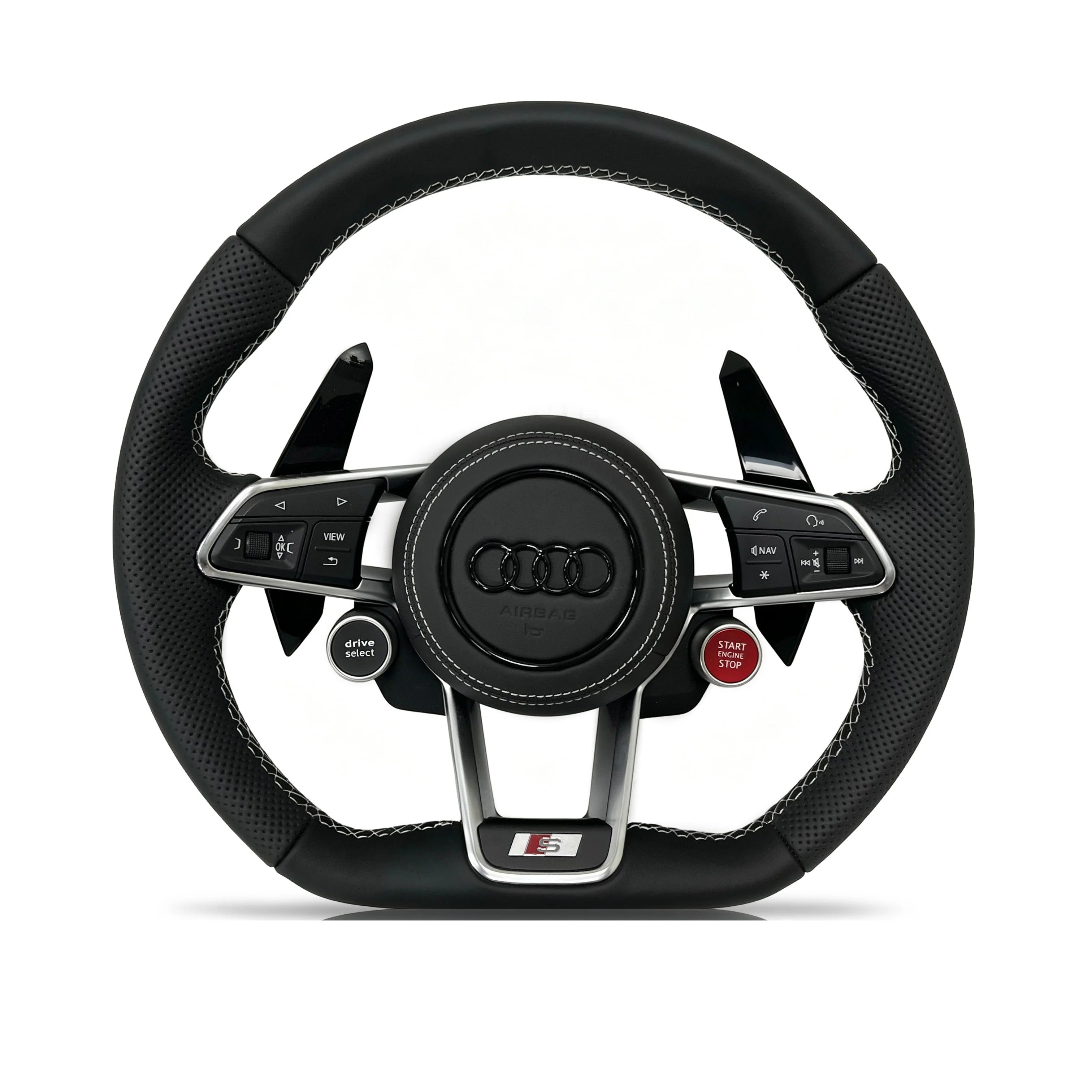 Steering wheel on a clean white background