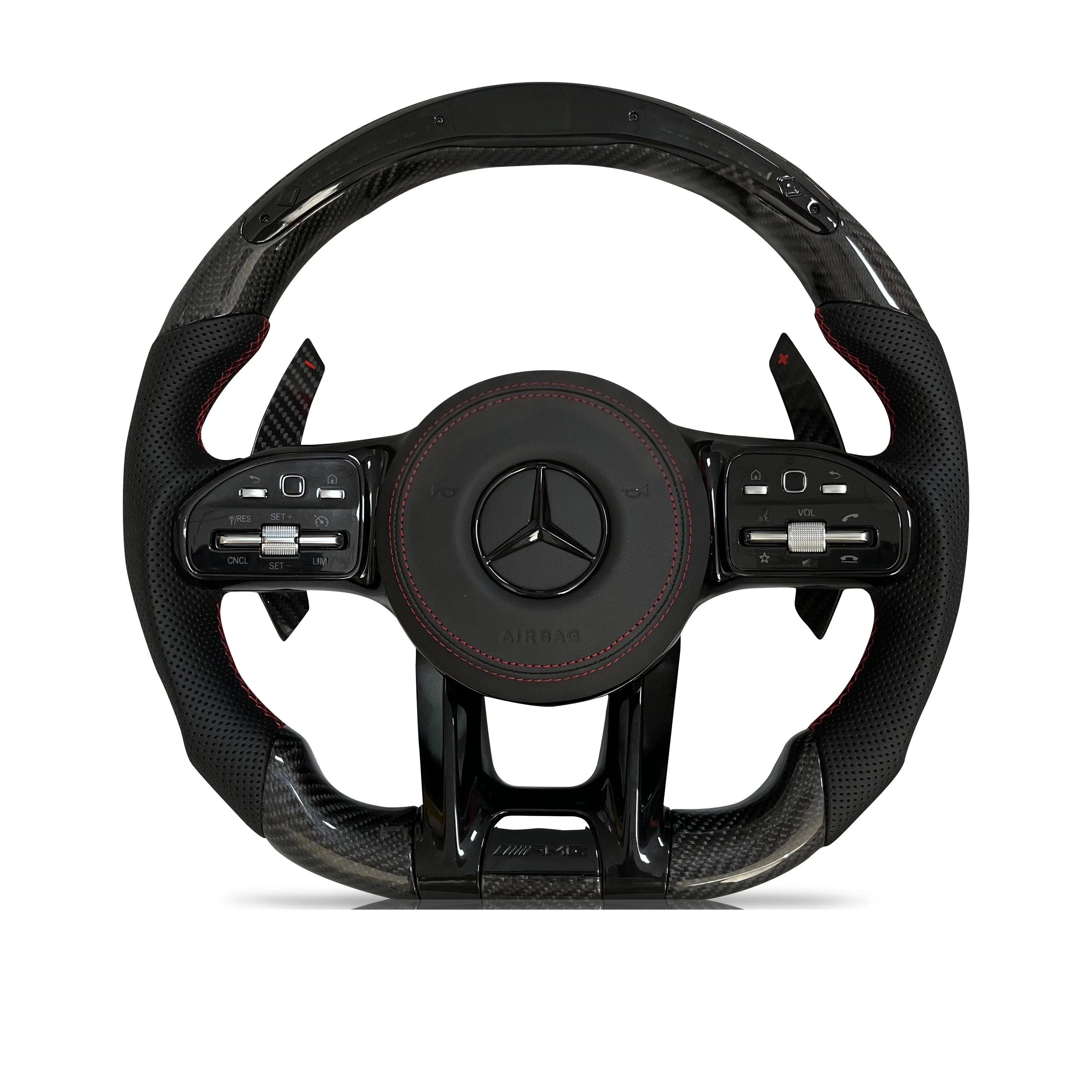 Steering wheel on a clean white background