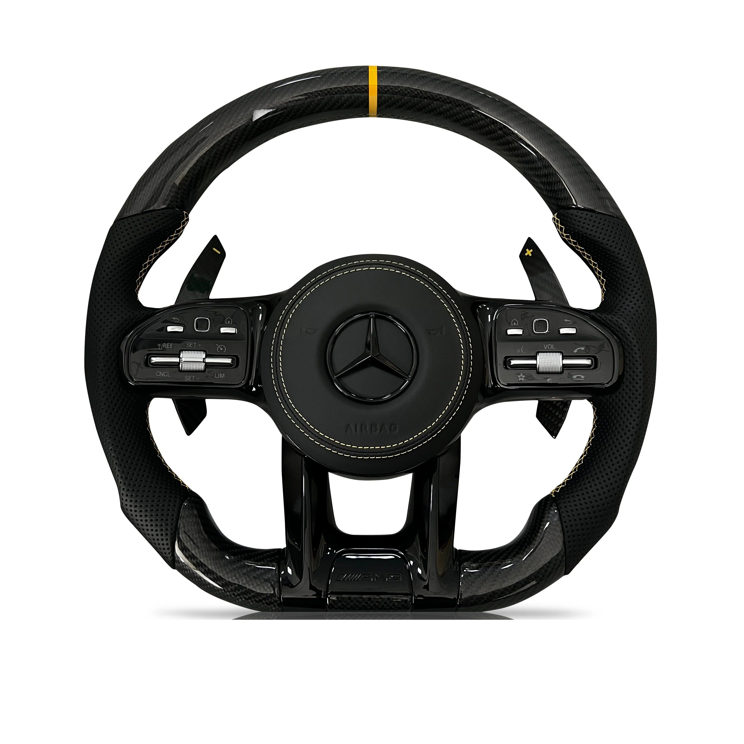 Steering wheel on a clean white background