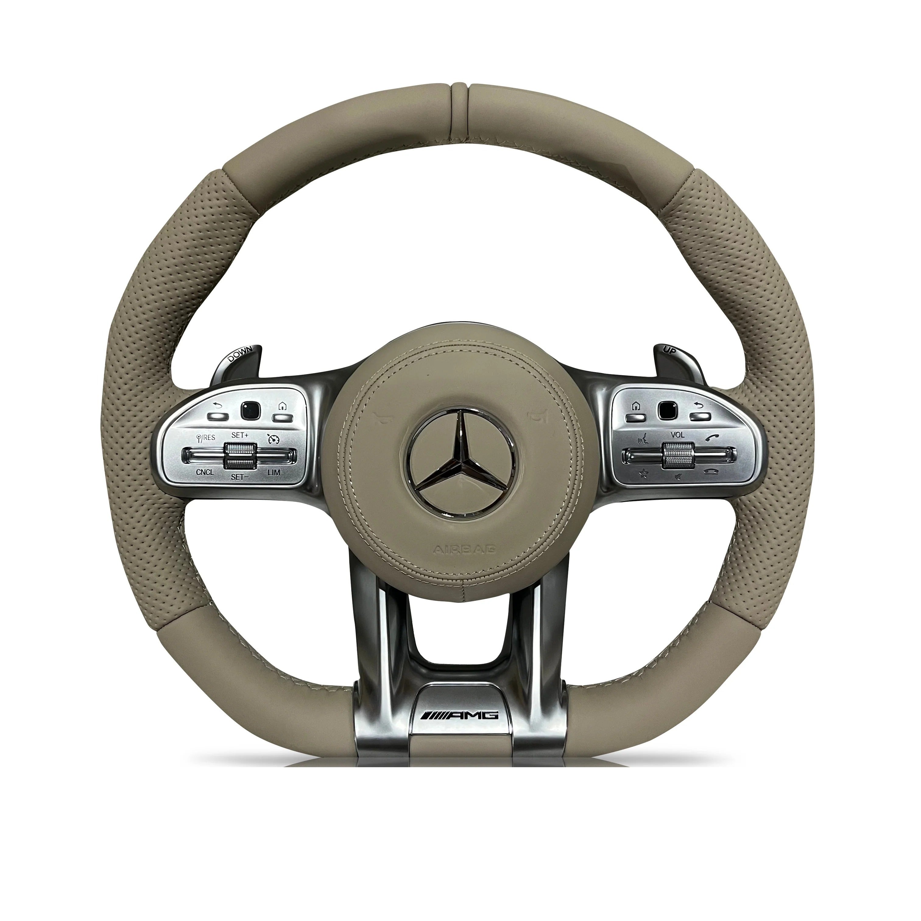 Steering wheel on a clean white background
