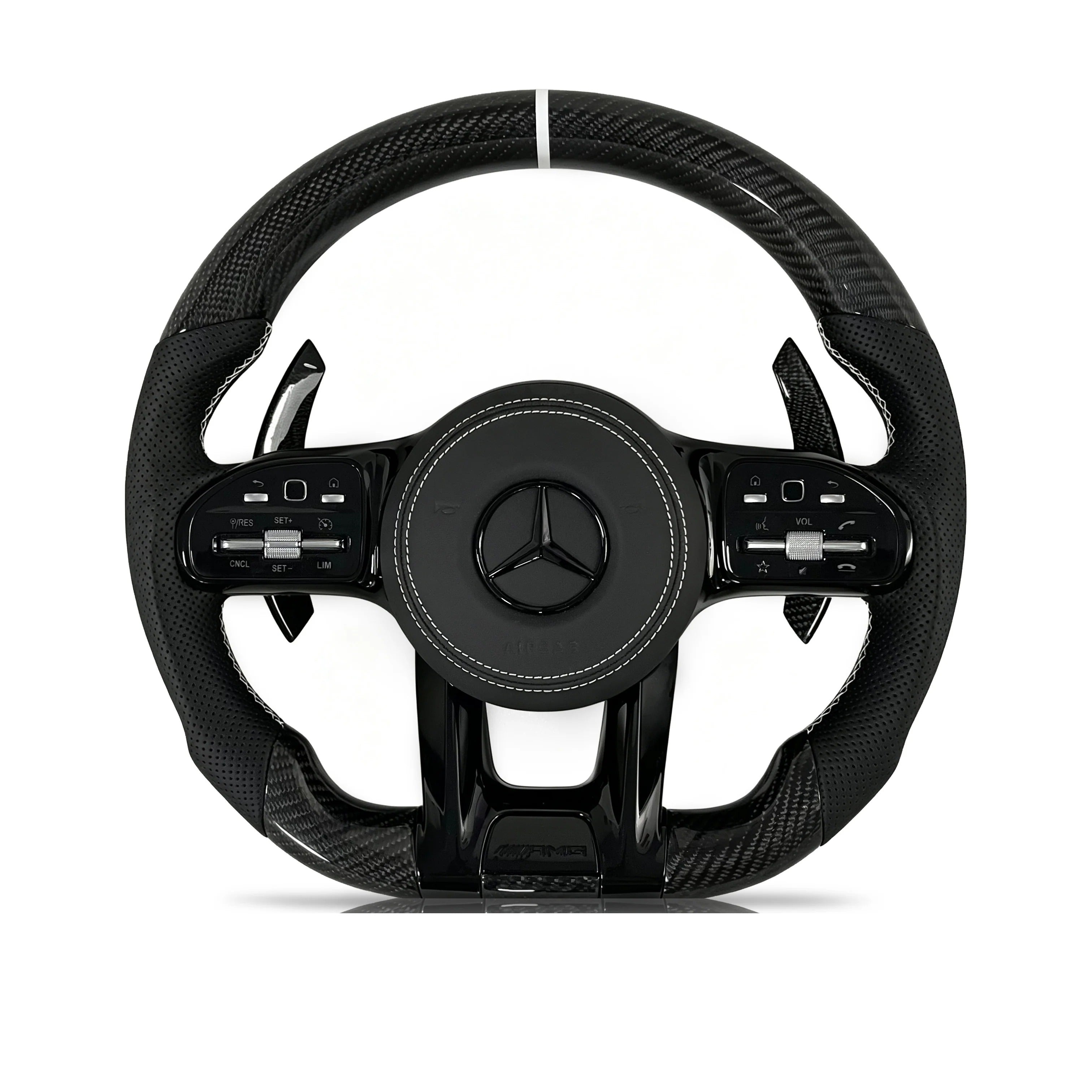 Steering wheel on a clean white background