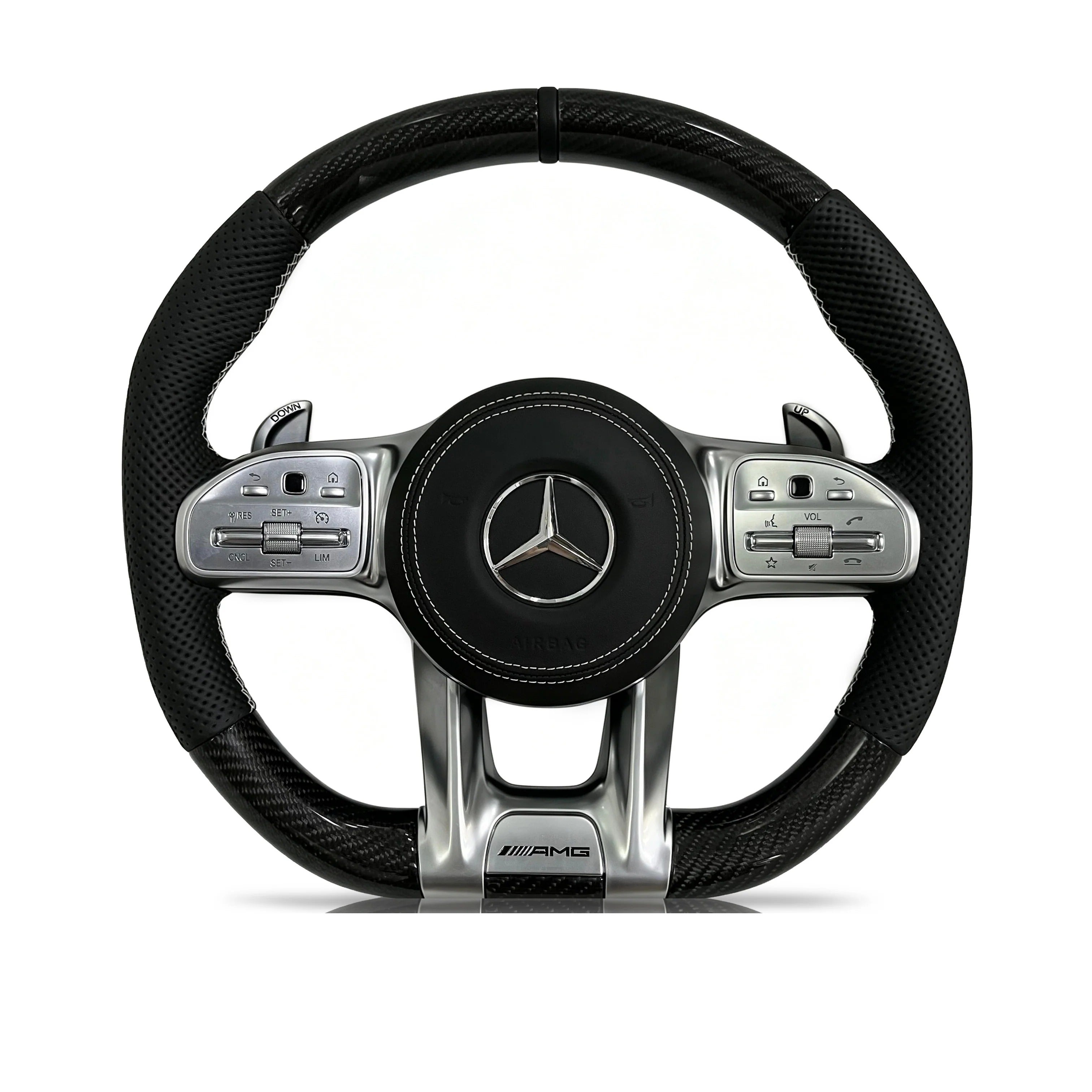 Steering wheel on a clean white background