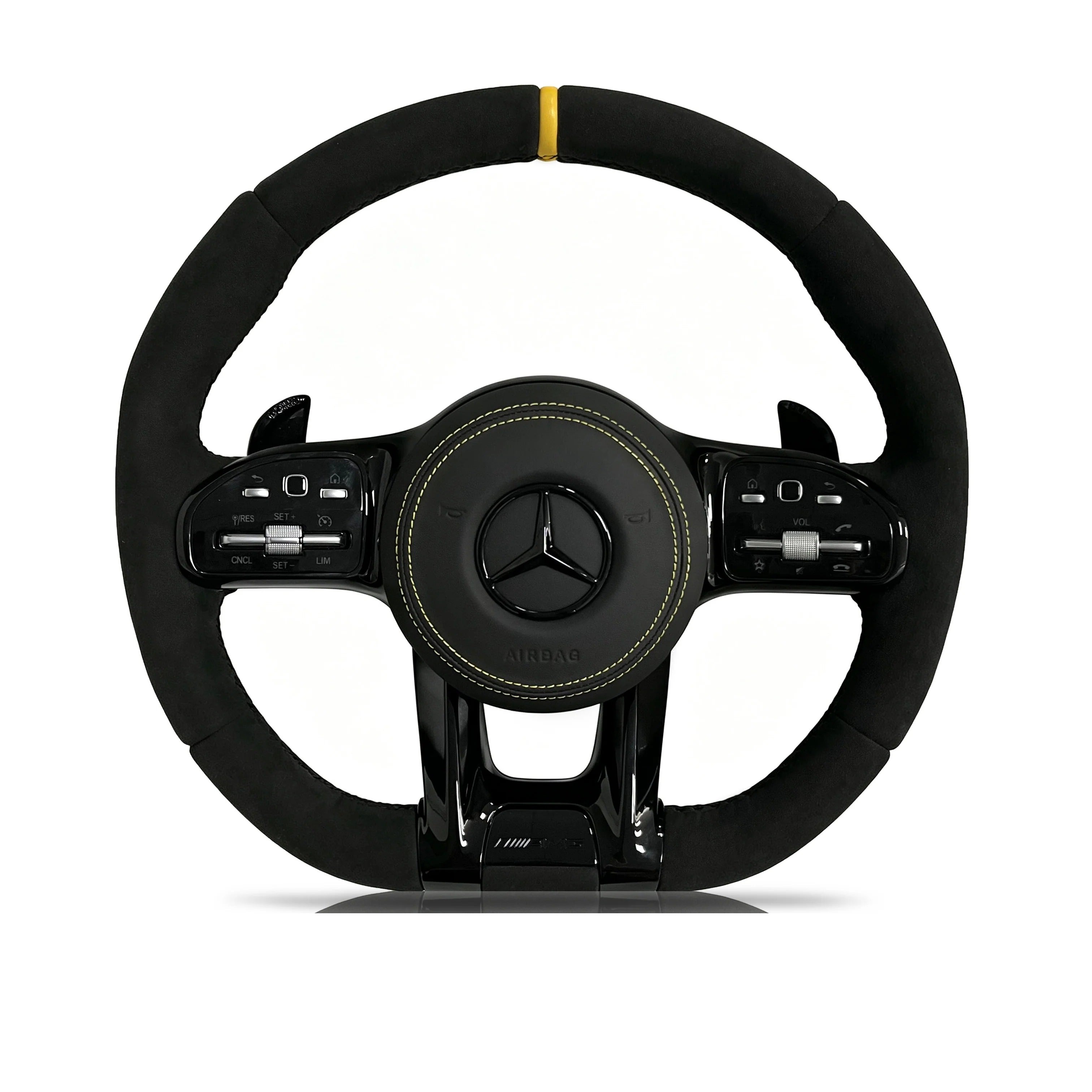 Steering wheel on a clean white background