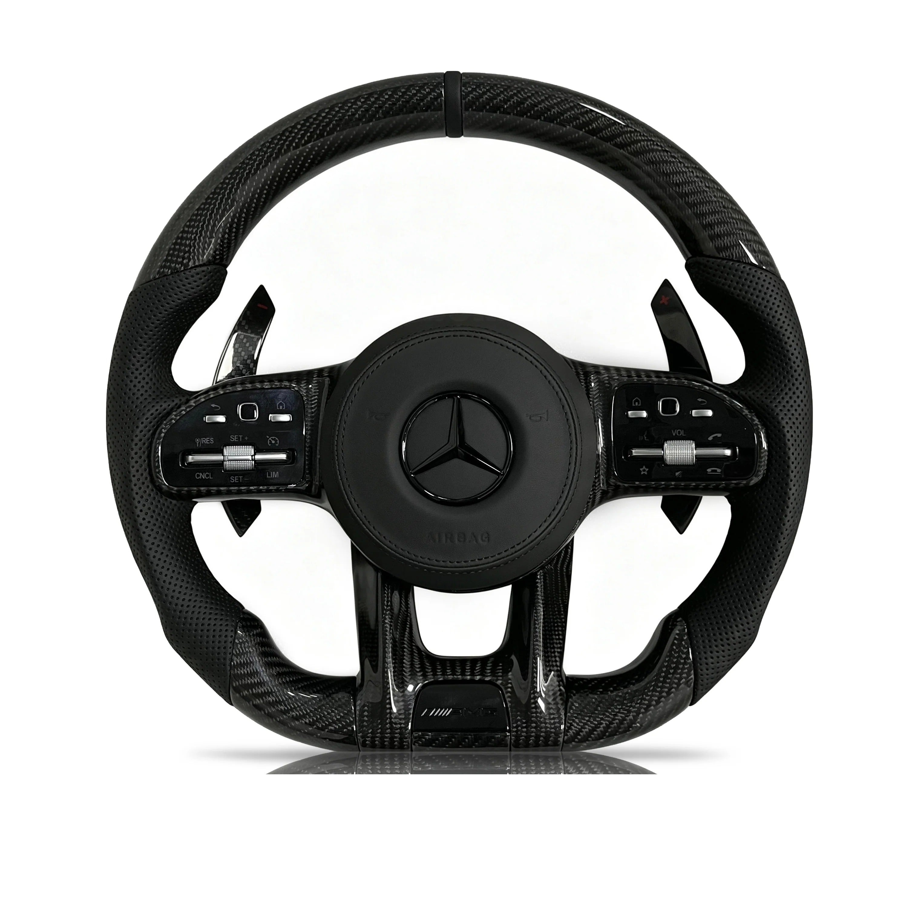 Steering wheel on a clean white background