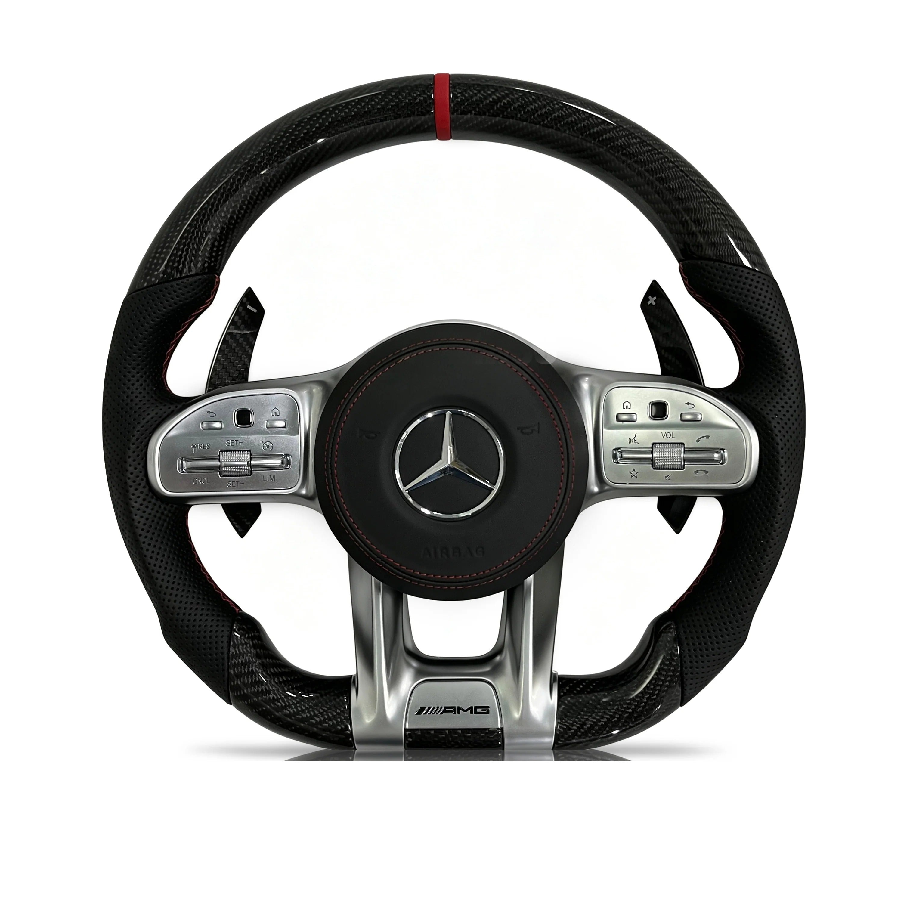 Steering wheel on a clean white background