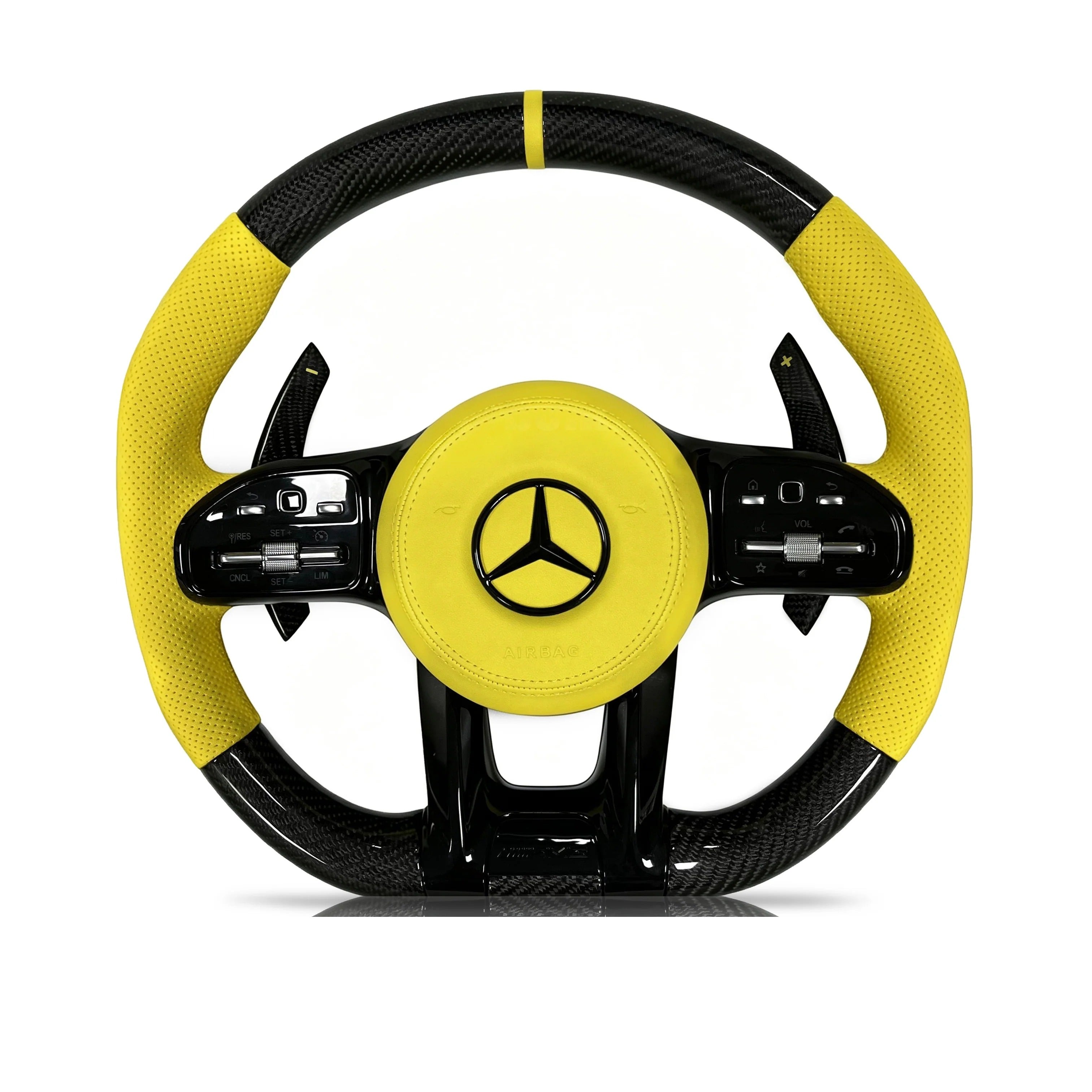 Steering wheel on a clean white background