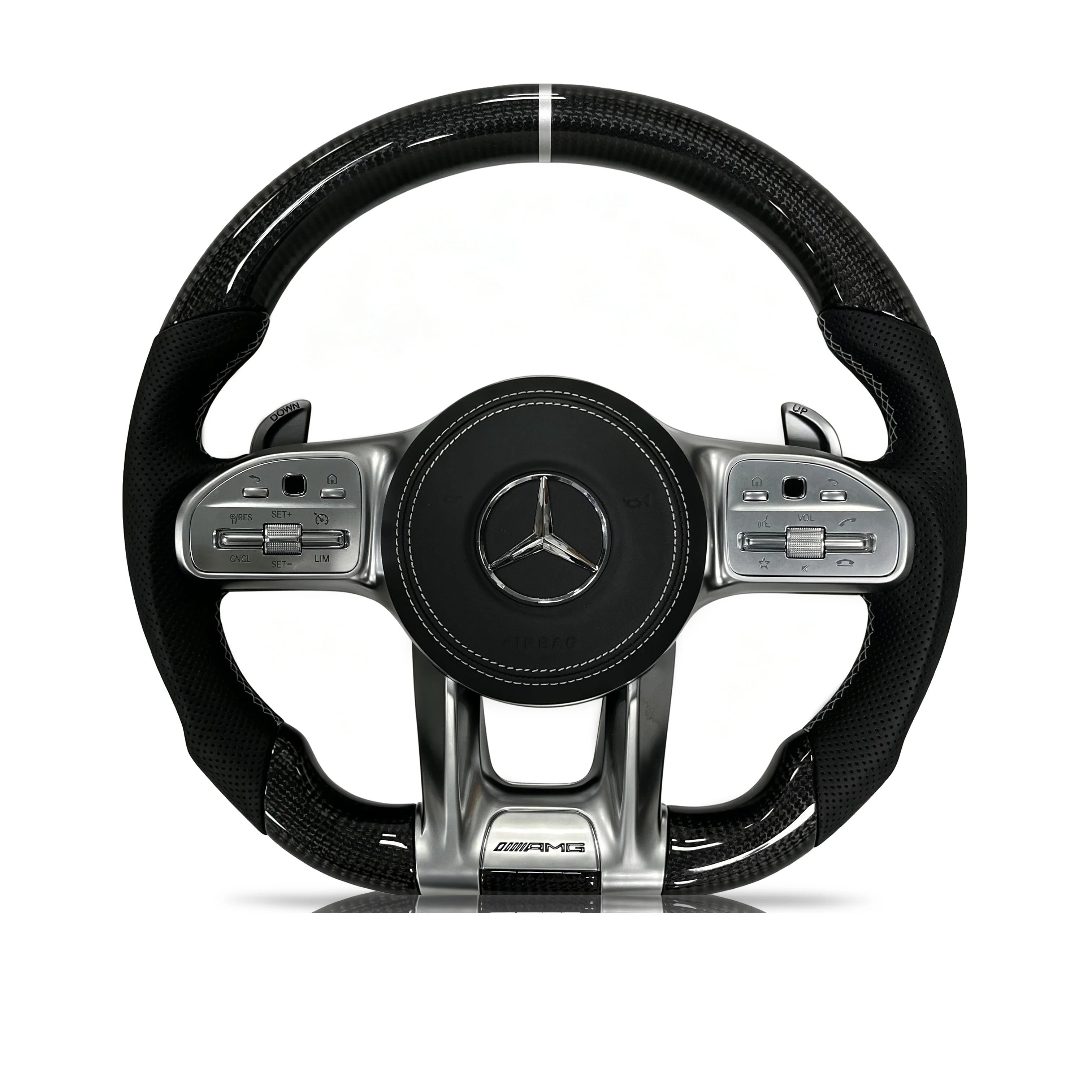 Steering wheel on a clean white background