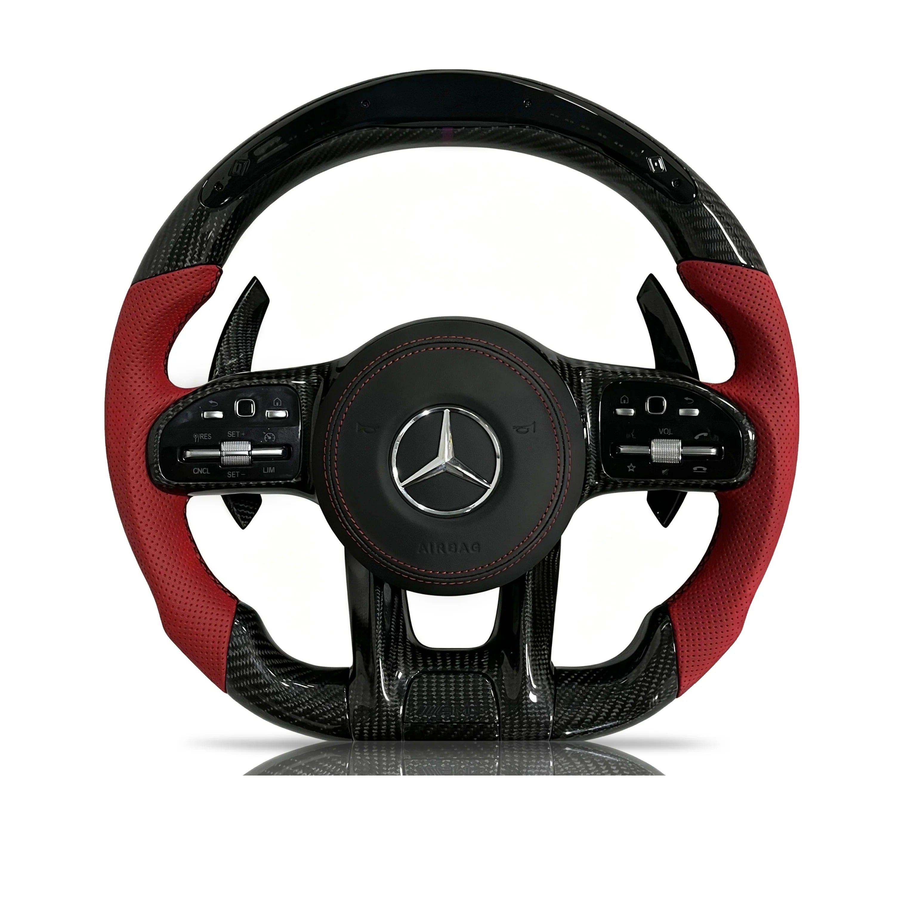 Steering wheel on a clean white background