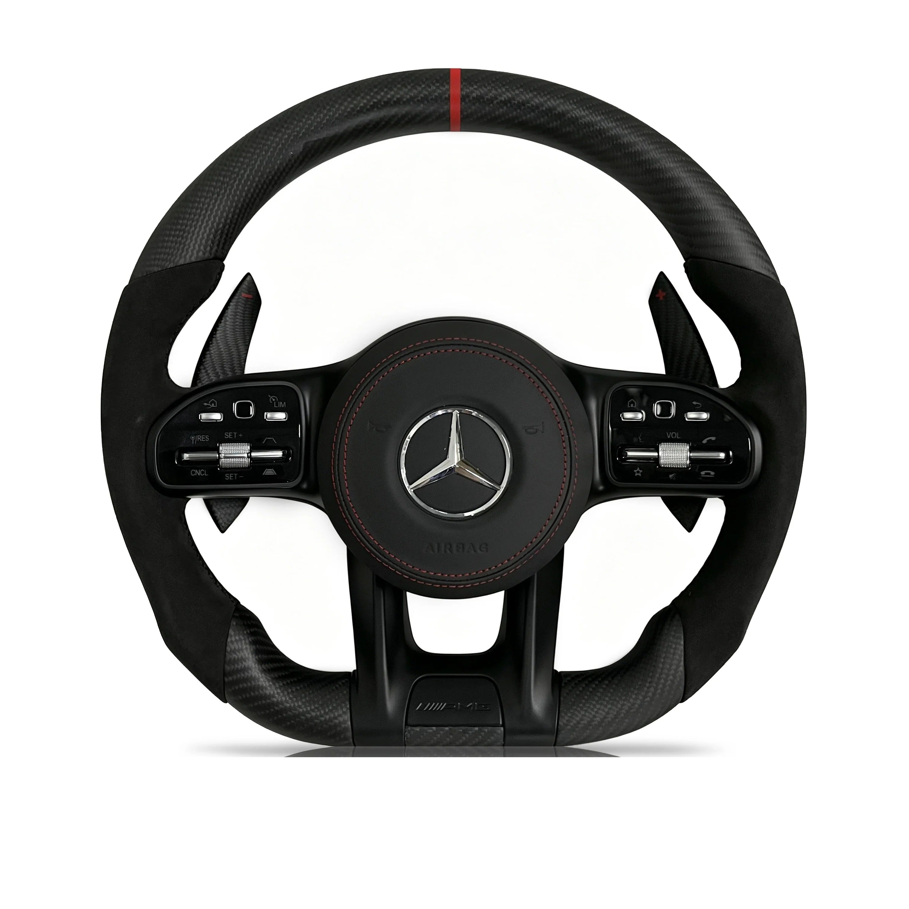 Steering wheel on a clean white background