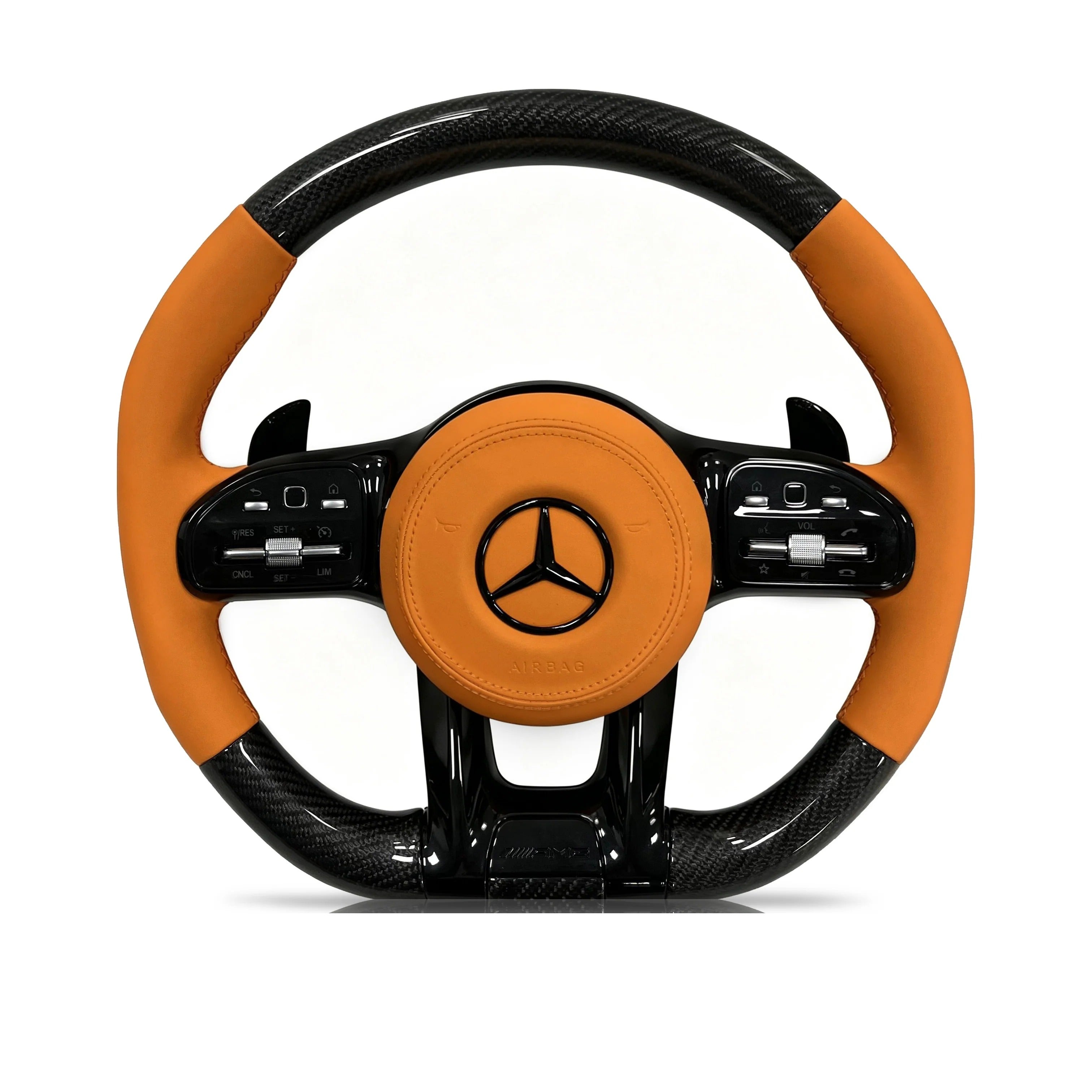 Steering wheel on a clean white background