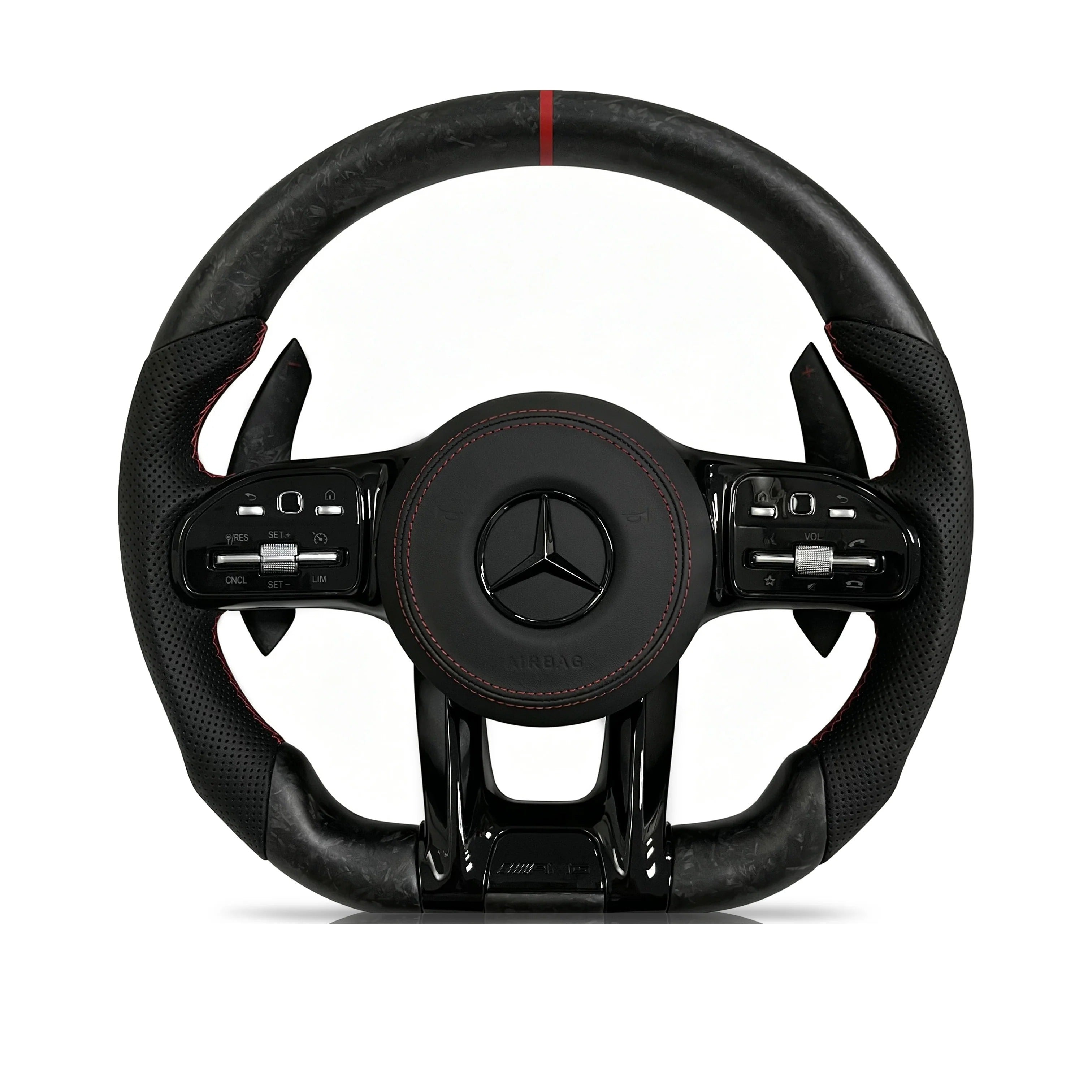 Steering wheel on a clean white background