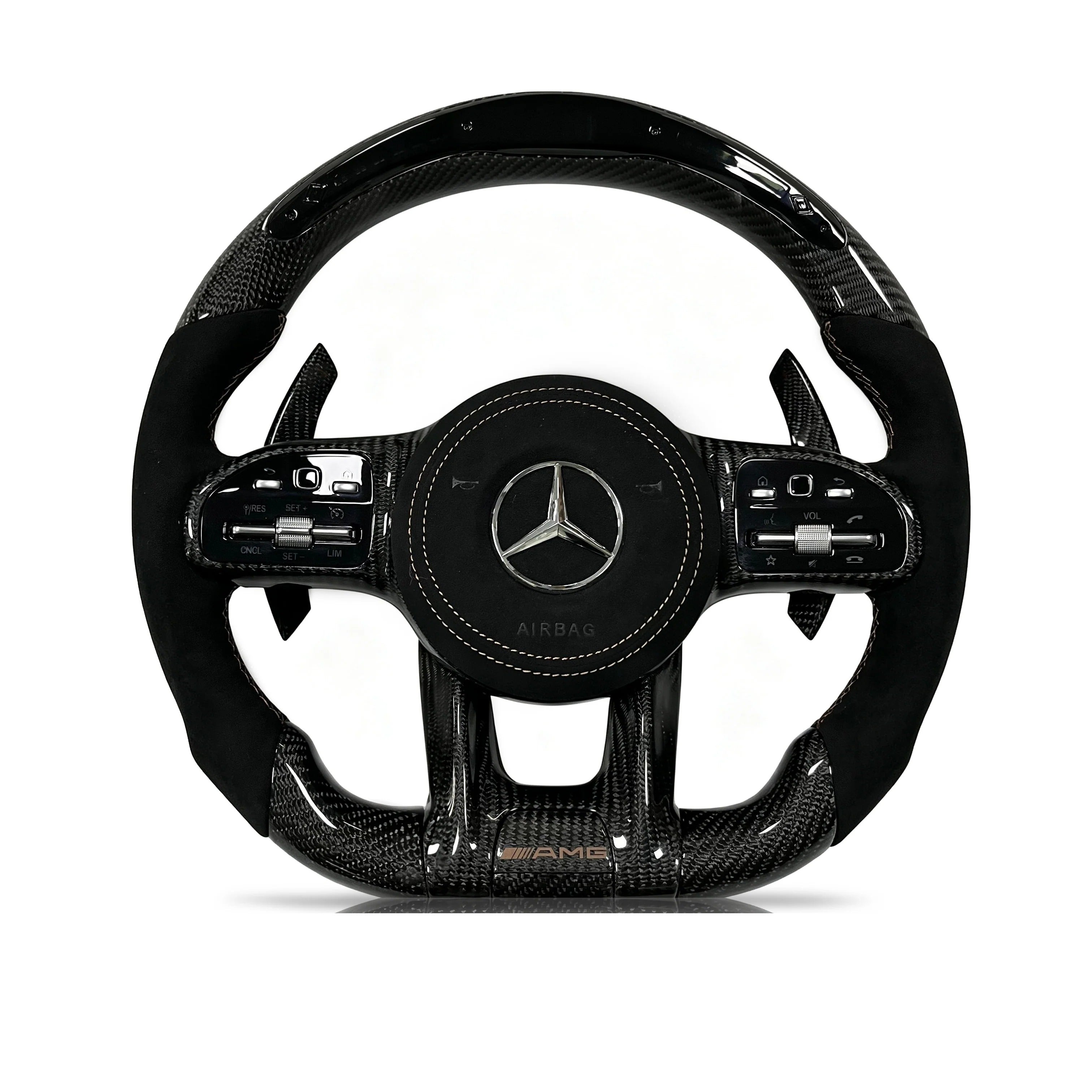 Steering wheel on a clean white background