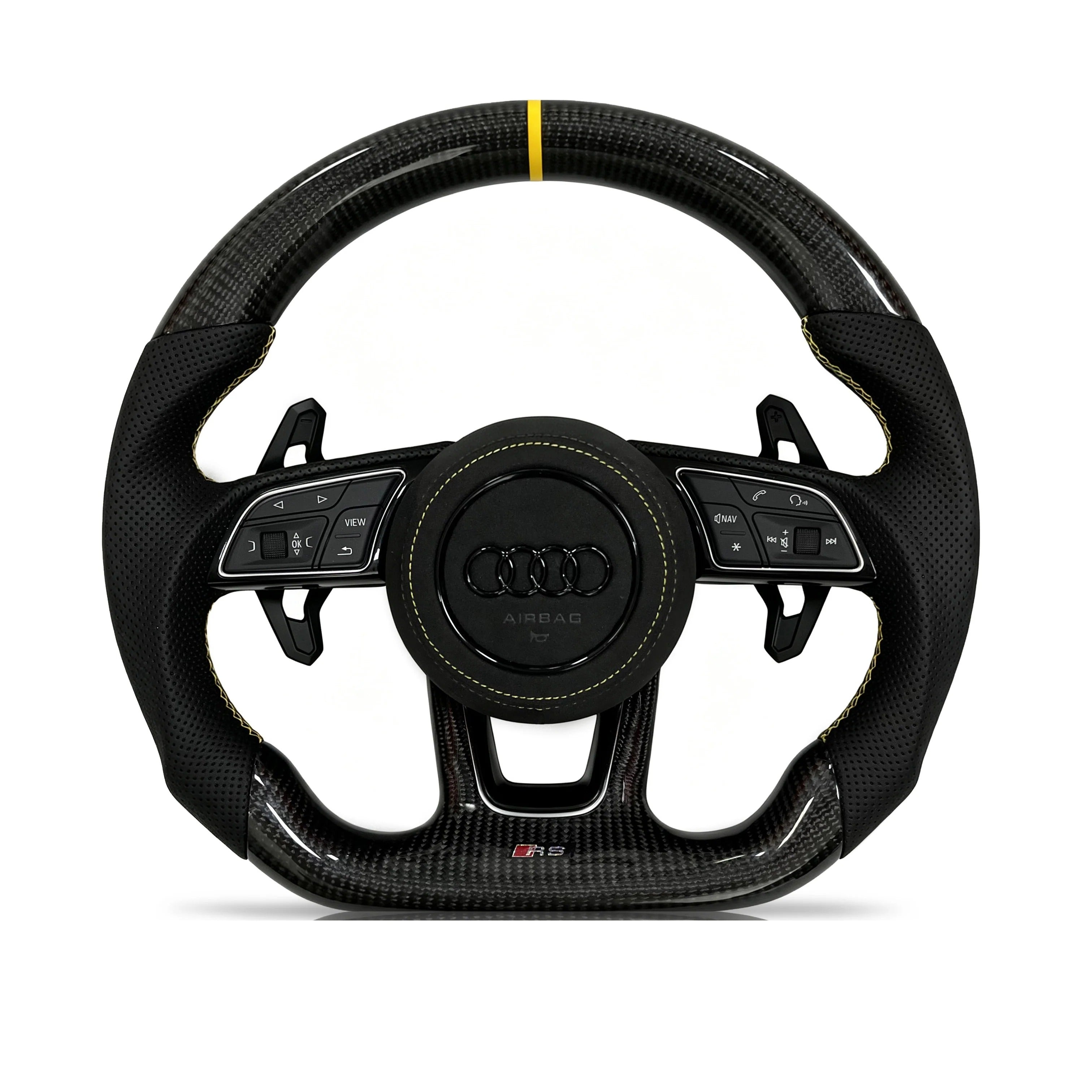 Steering wheel on a clean white background