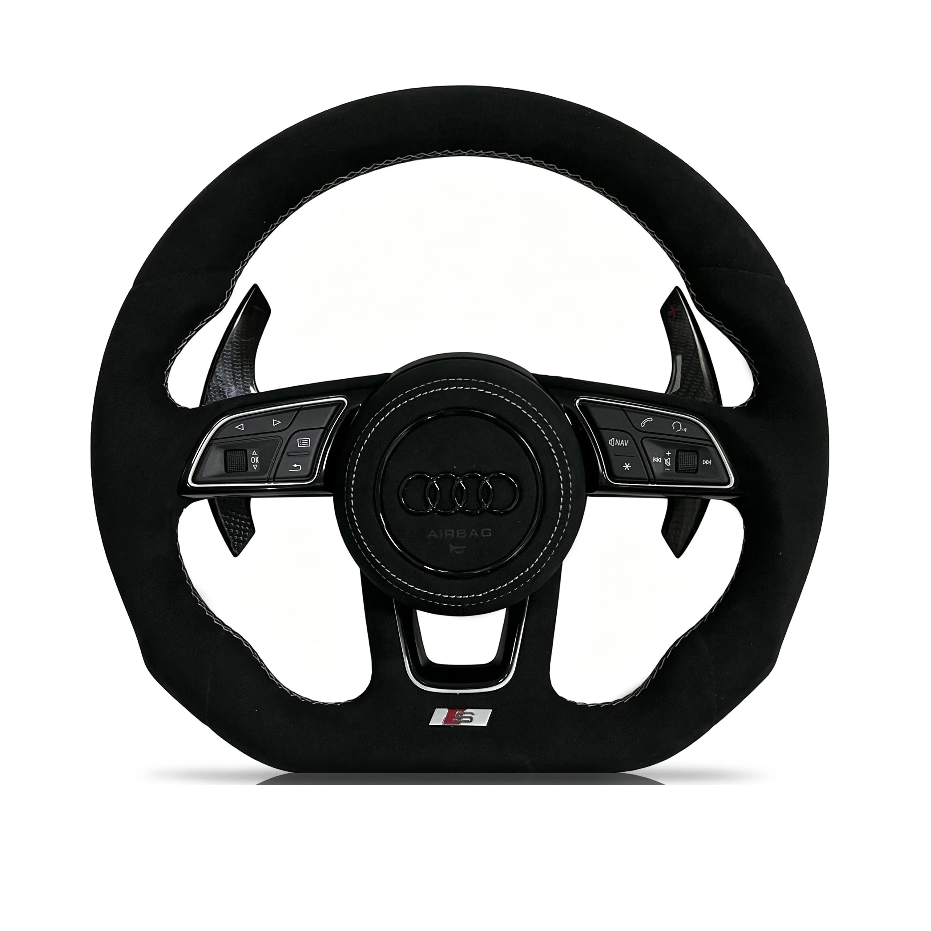 Steering wheel on a clean white background