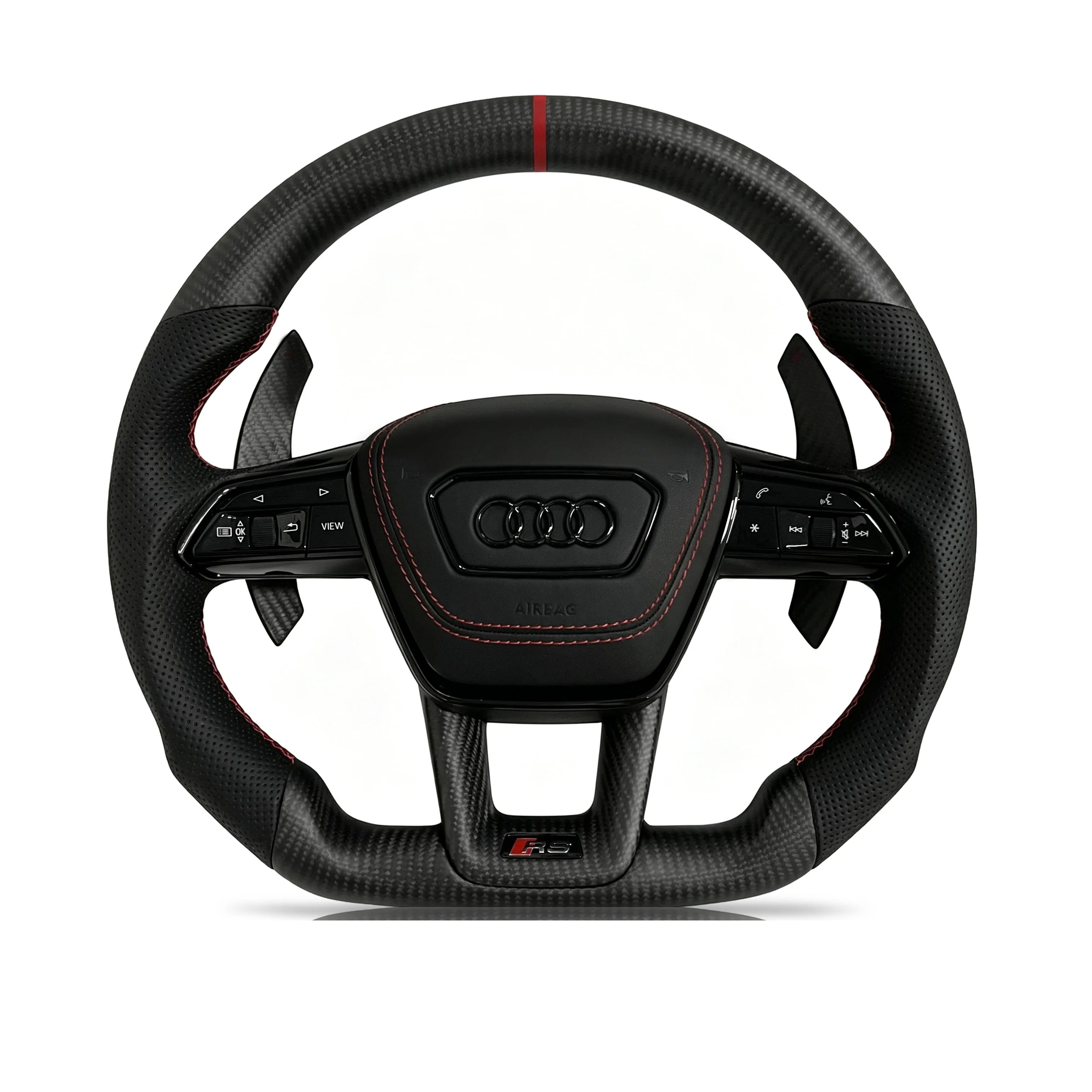 Steering wheel on a clean white background