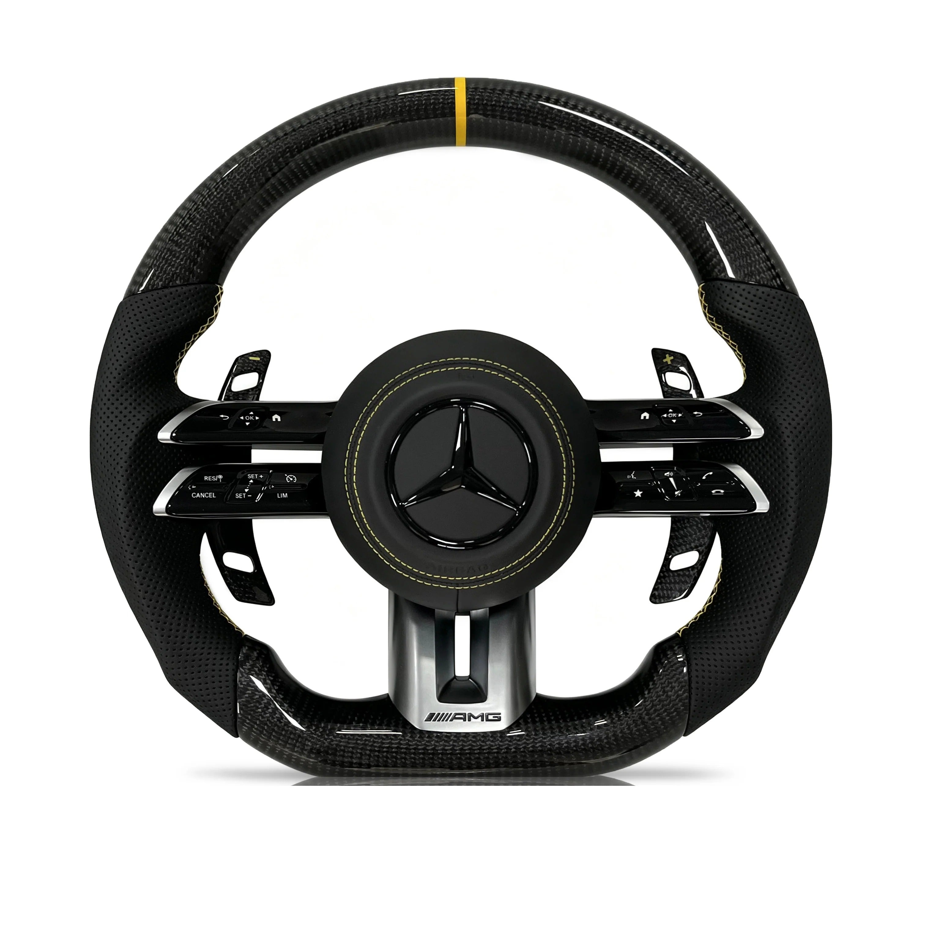 Steering wheel on a clean white background