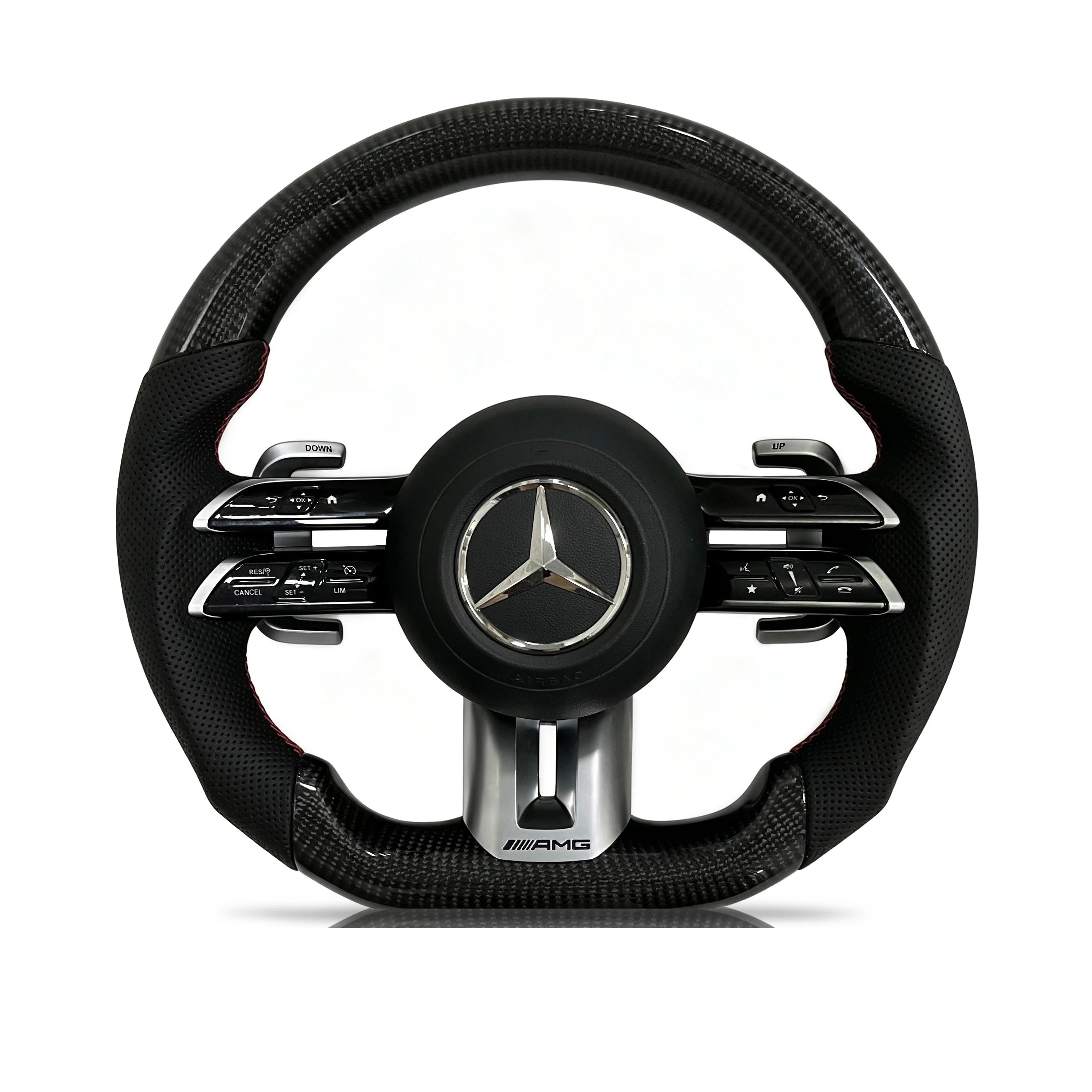 Steering wheel on a clean white background