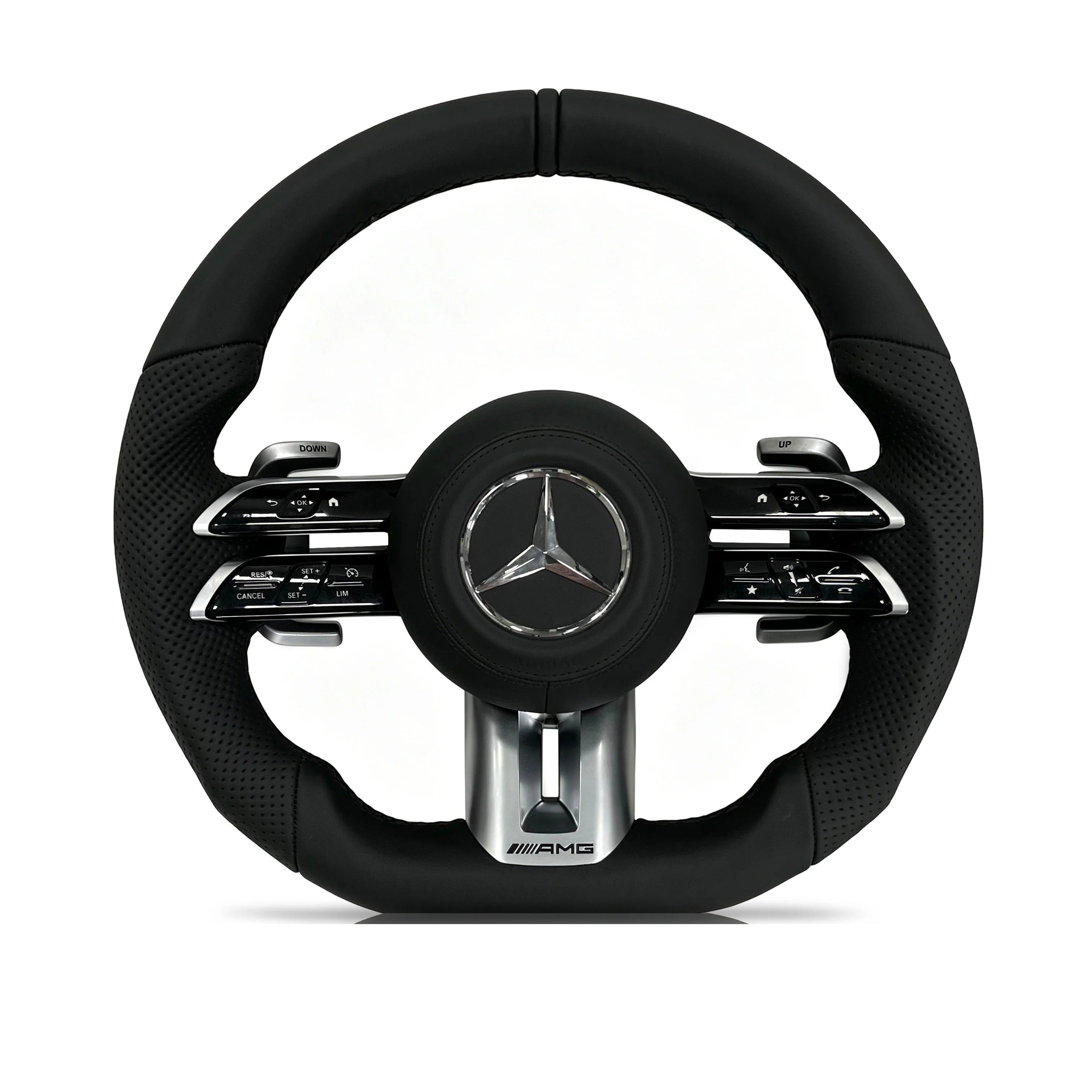 Steering wheel on a clean white background