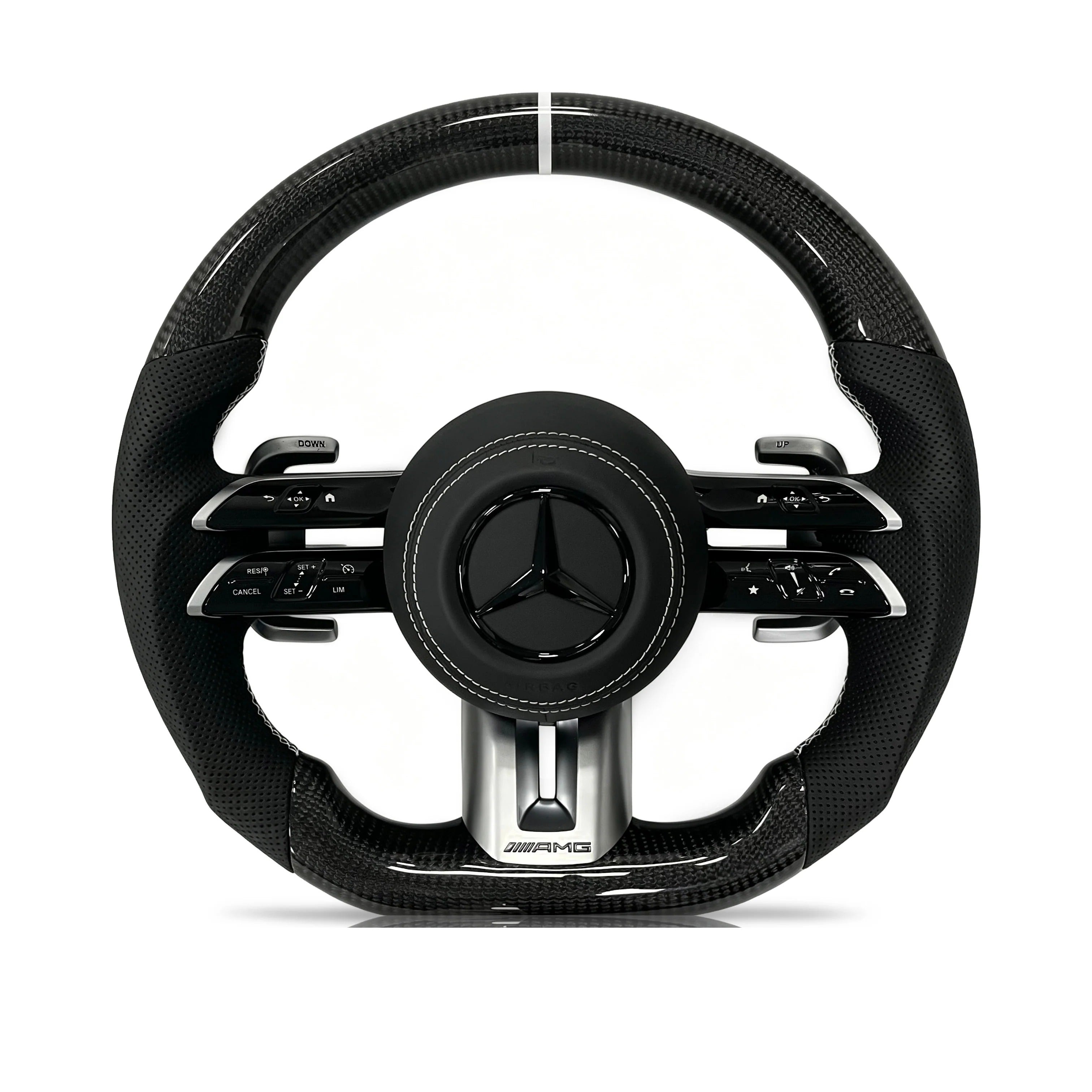 Steering wheel on a clean white background