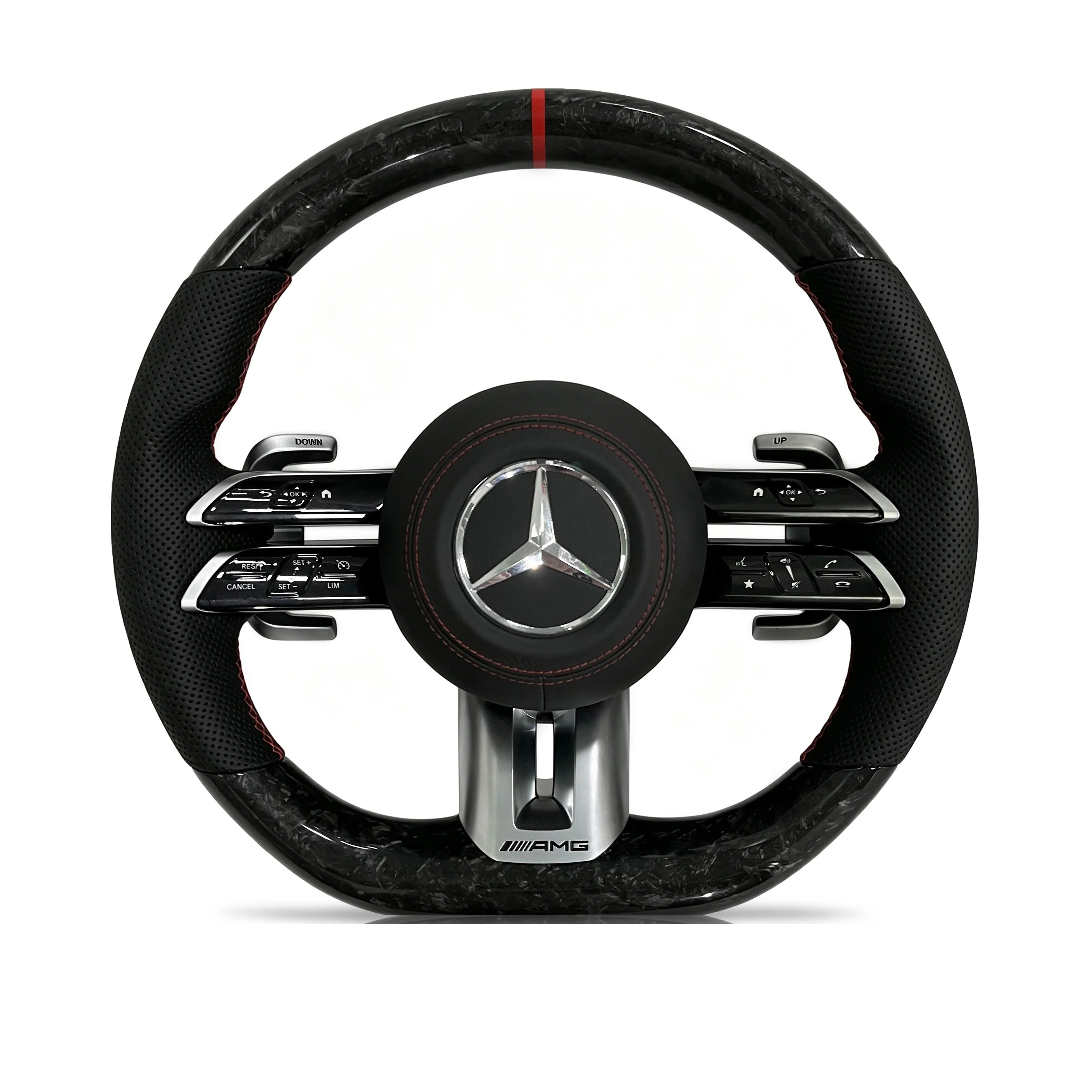 Steering wheel on a clean white background