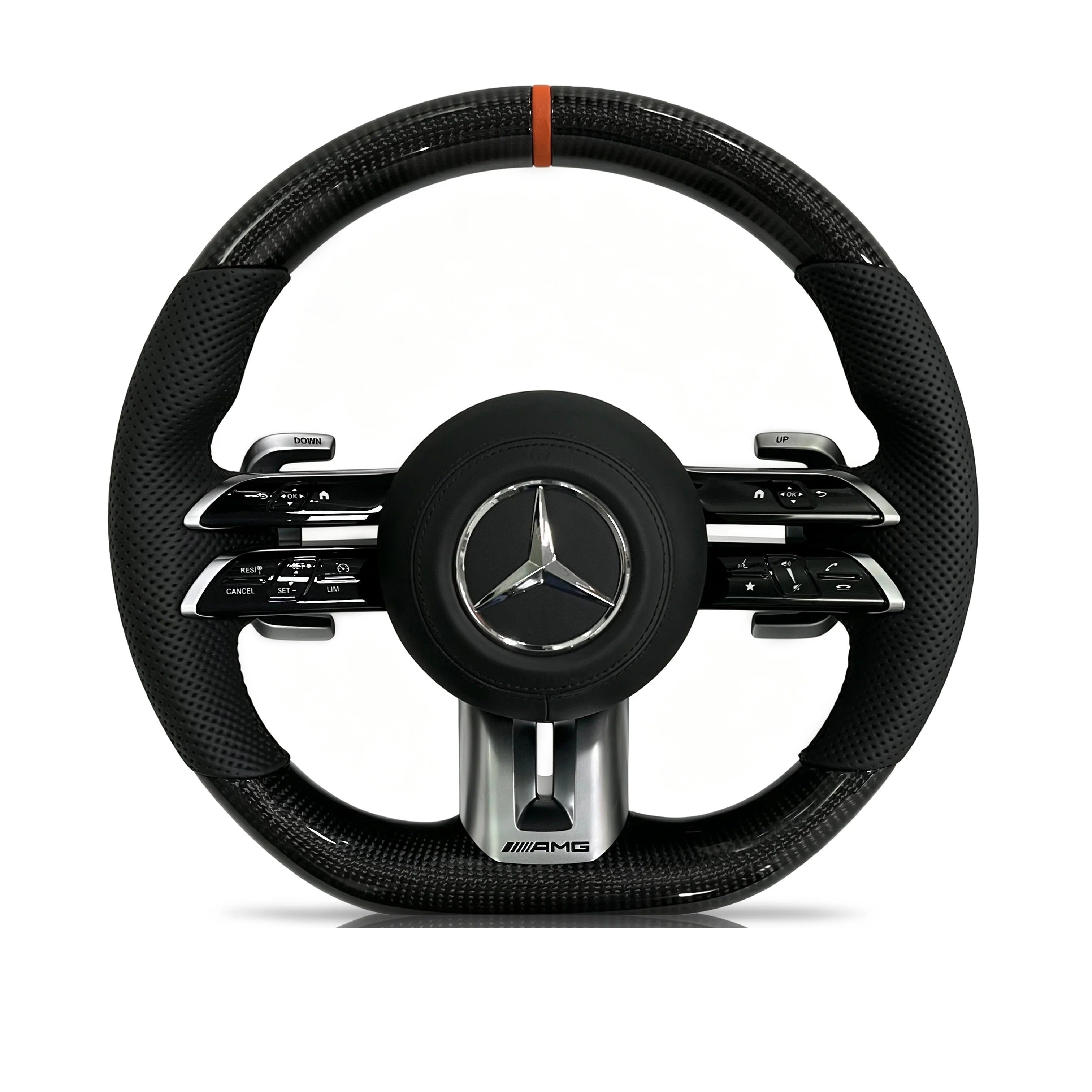 Steering wheel on a clean white background
