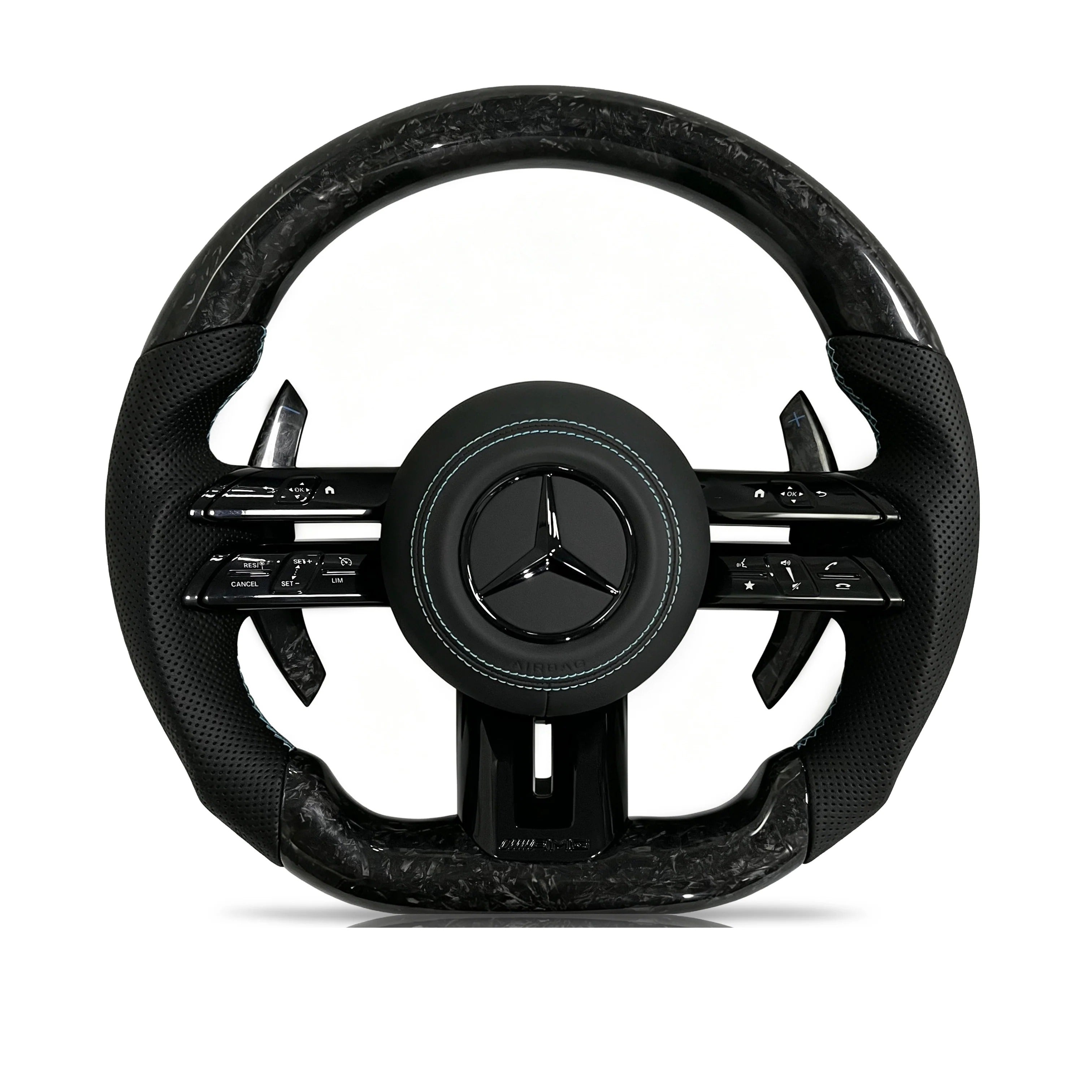 Steering wheel on a clean white background