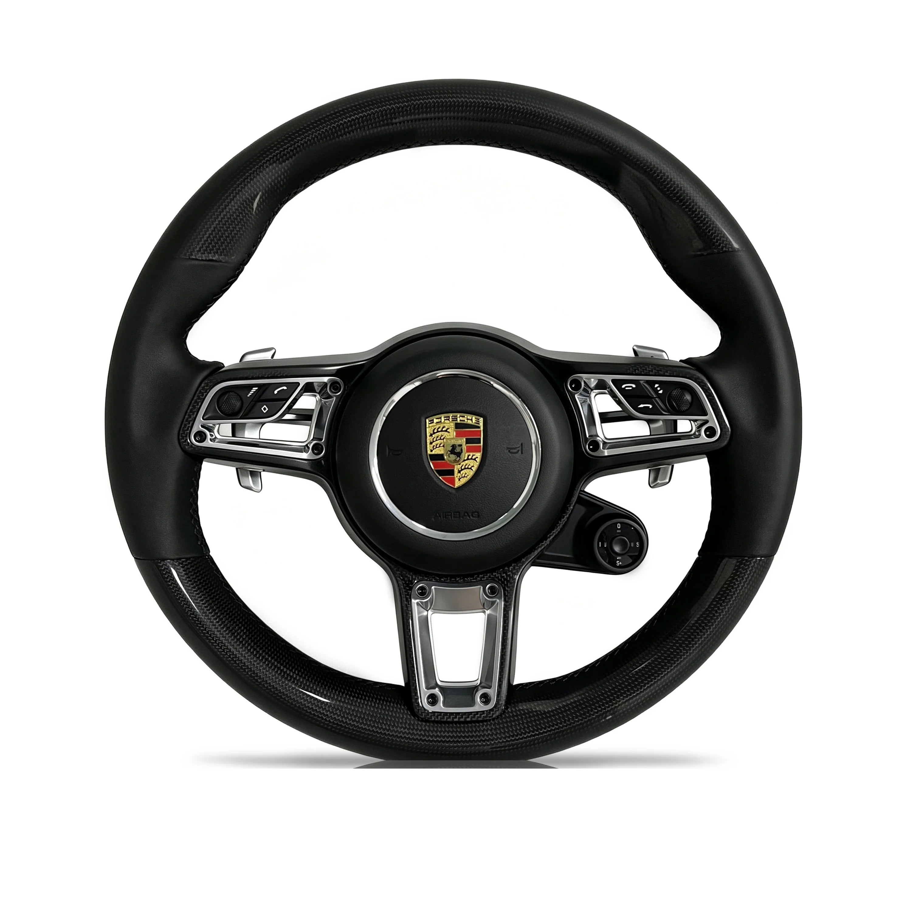 Steering wheel on a clean white background
