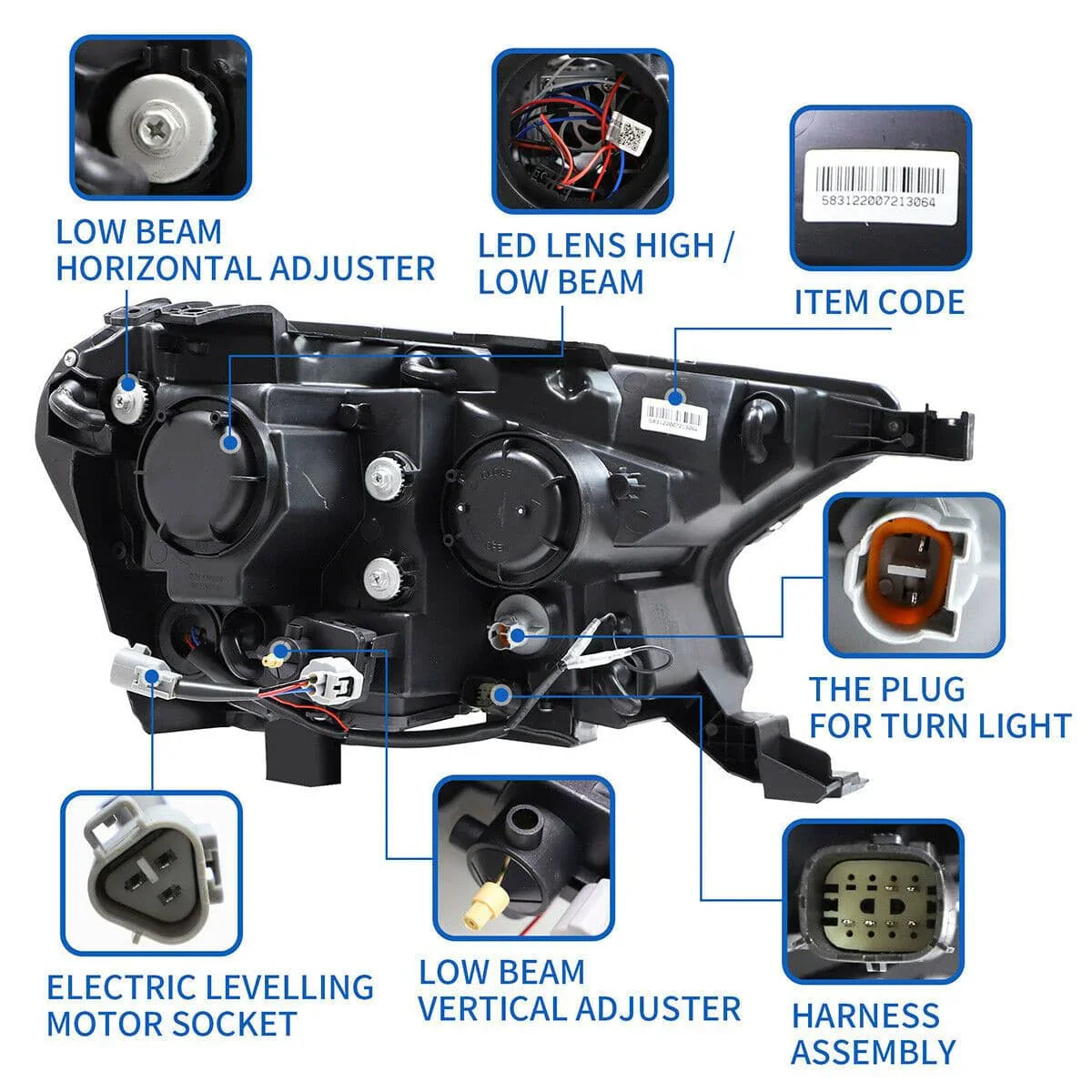 VLAND 2015-2022 FORD RANGER MUSTANG STYLE SEQUENTIAL LED HEADLIGHTS