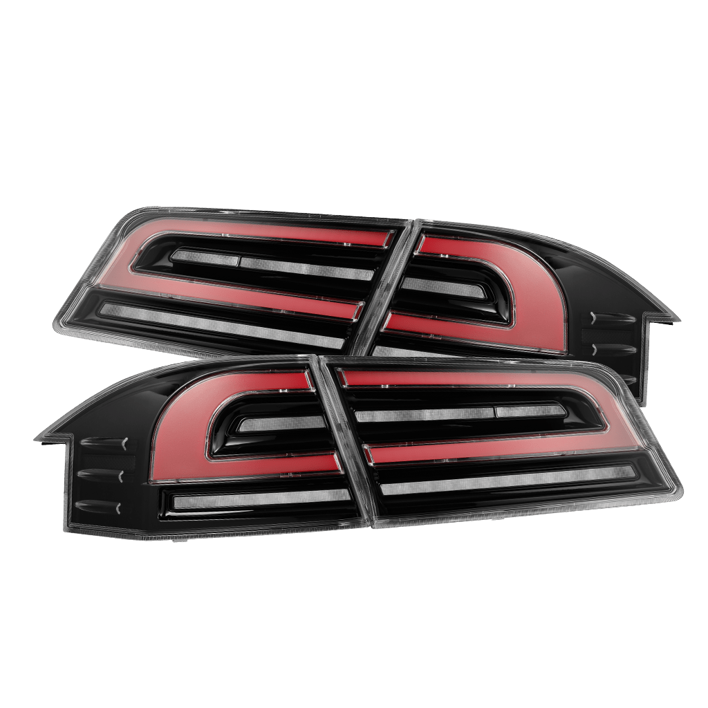12-21 Tesla Model S LUXX-Series LED Tail Lights Black-Red (With Black Trunk Center Piece Replacement)