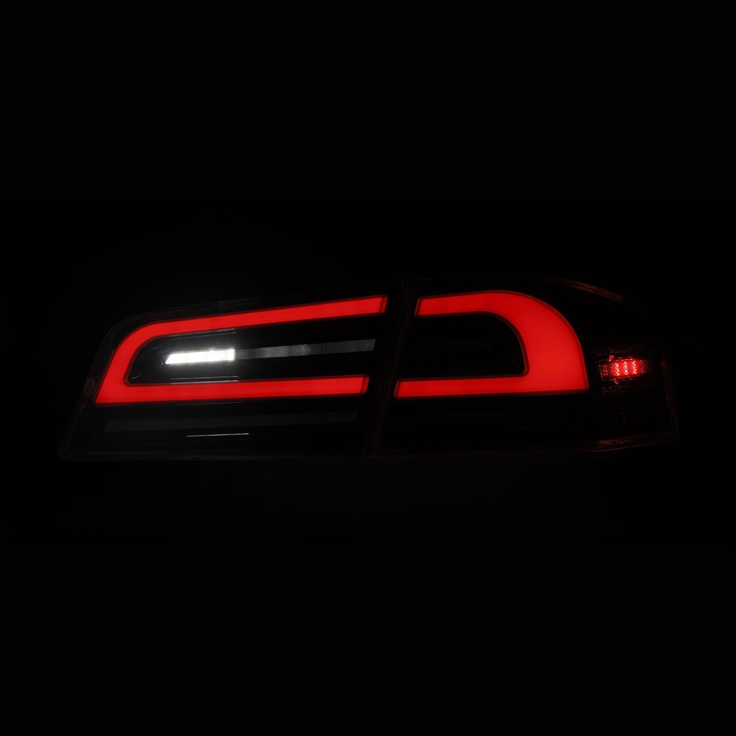 12-21 Tesla Model S LUXX-Series LED Tail Lights Black-Red (With Black Trunk Center Piece Replacement)