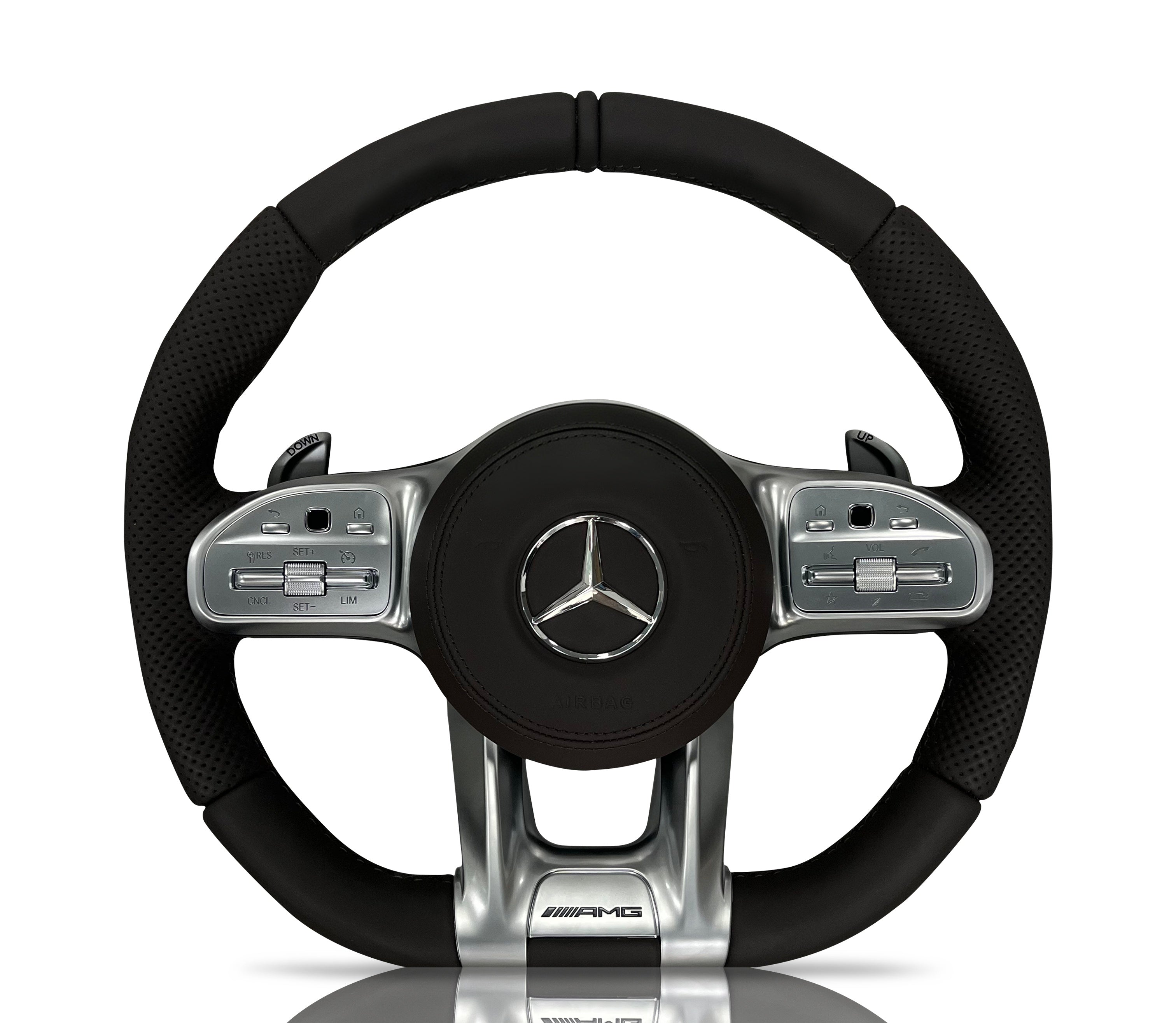 Mercedes-Benz Full Leather Steering Wheel (Design 15) on a clean white background