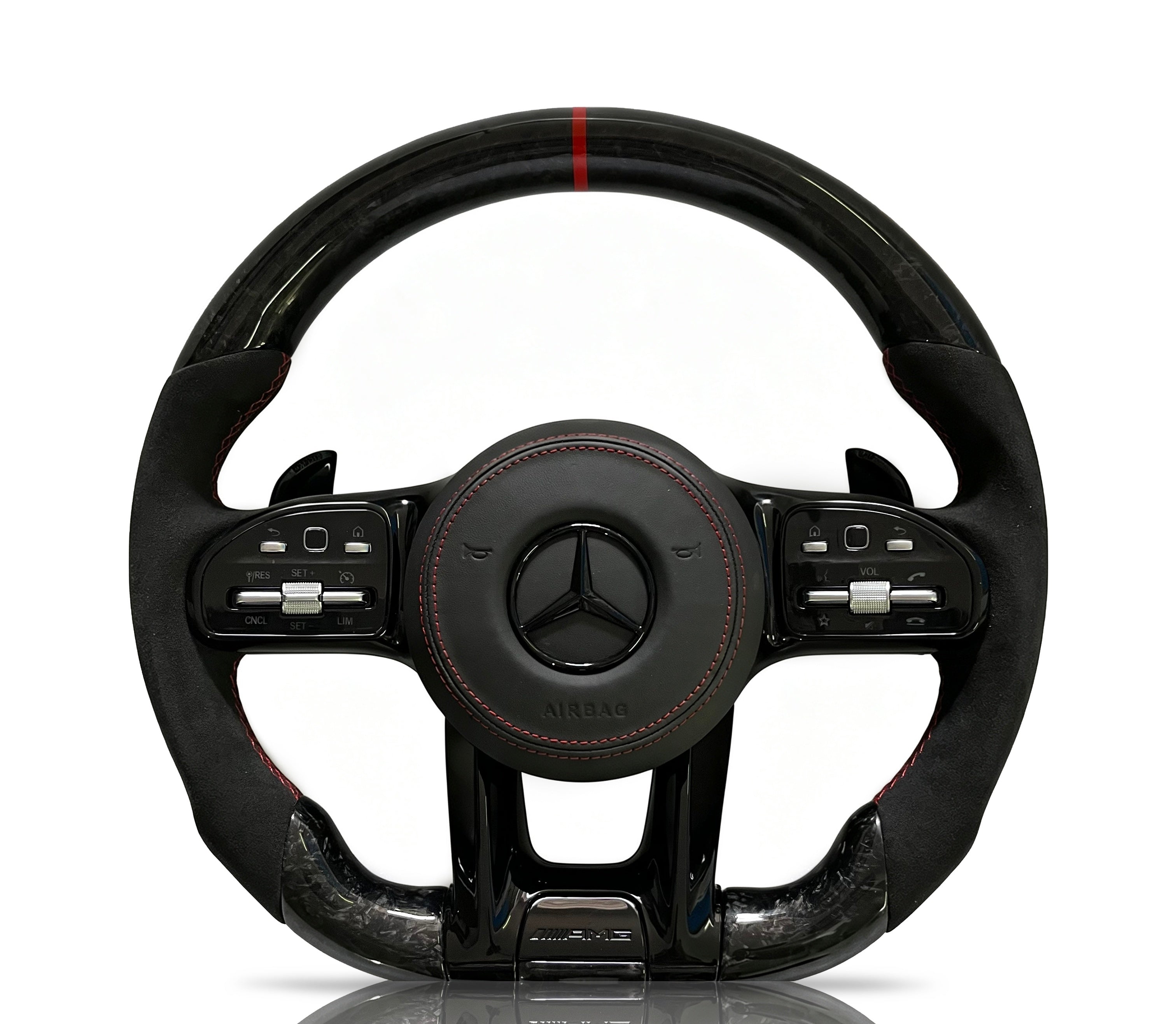 Mercedes-Benz Forged Carbon Fibre & Alcantara Steering Wheel (Design 17) on a clean white background
