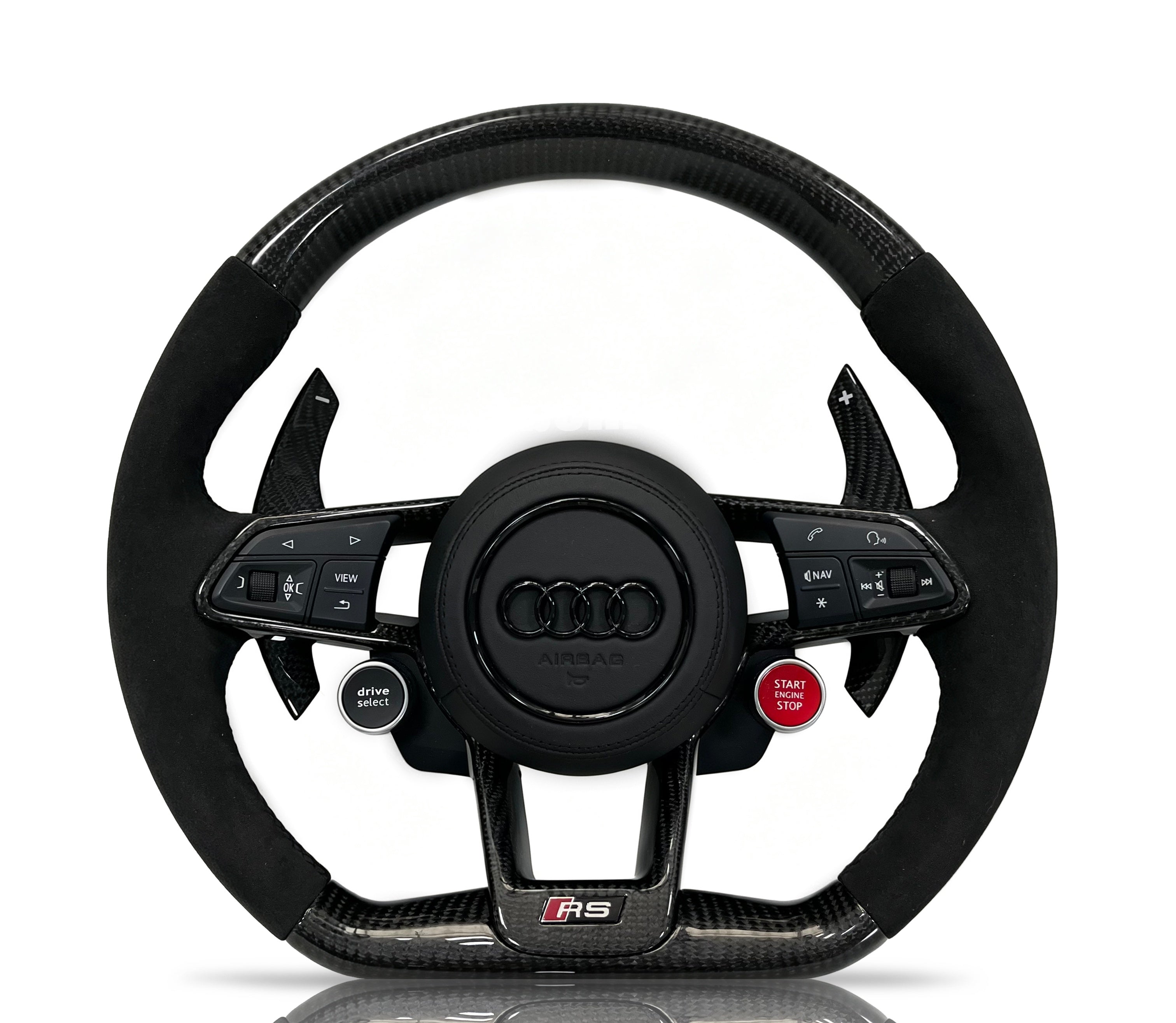 Audi Carbon Fibre & Alcantara Steering Wheel (Design 05) II on a clean white background