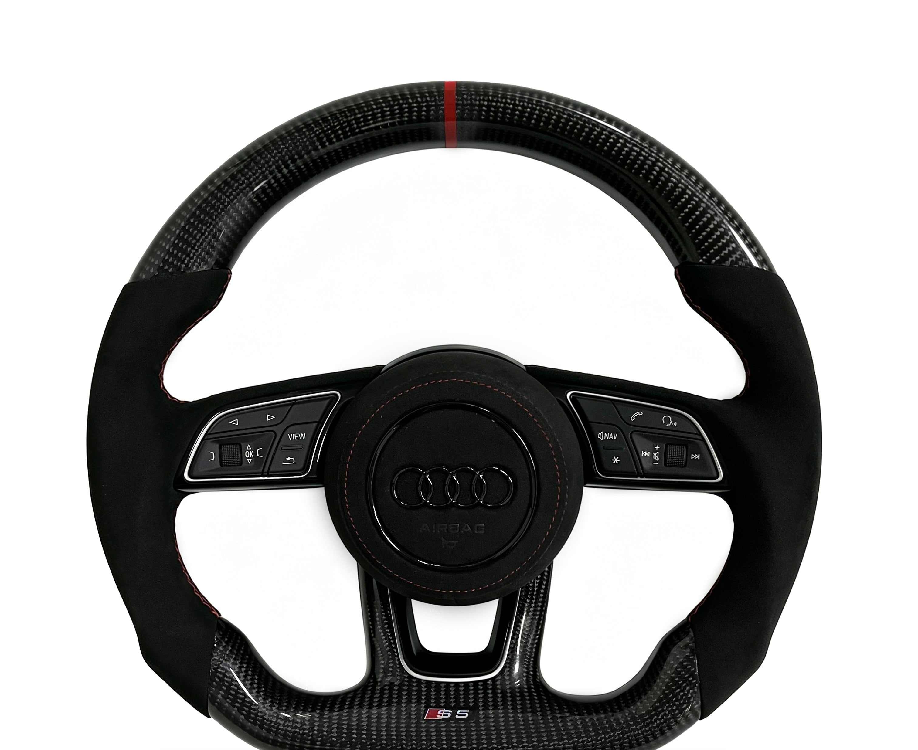 Audi Carbon Fibre & Alcantara Steering Wheel (Design 06) on a clean white background