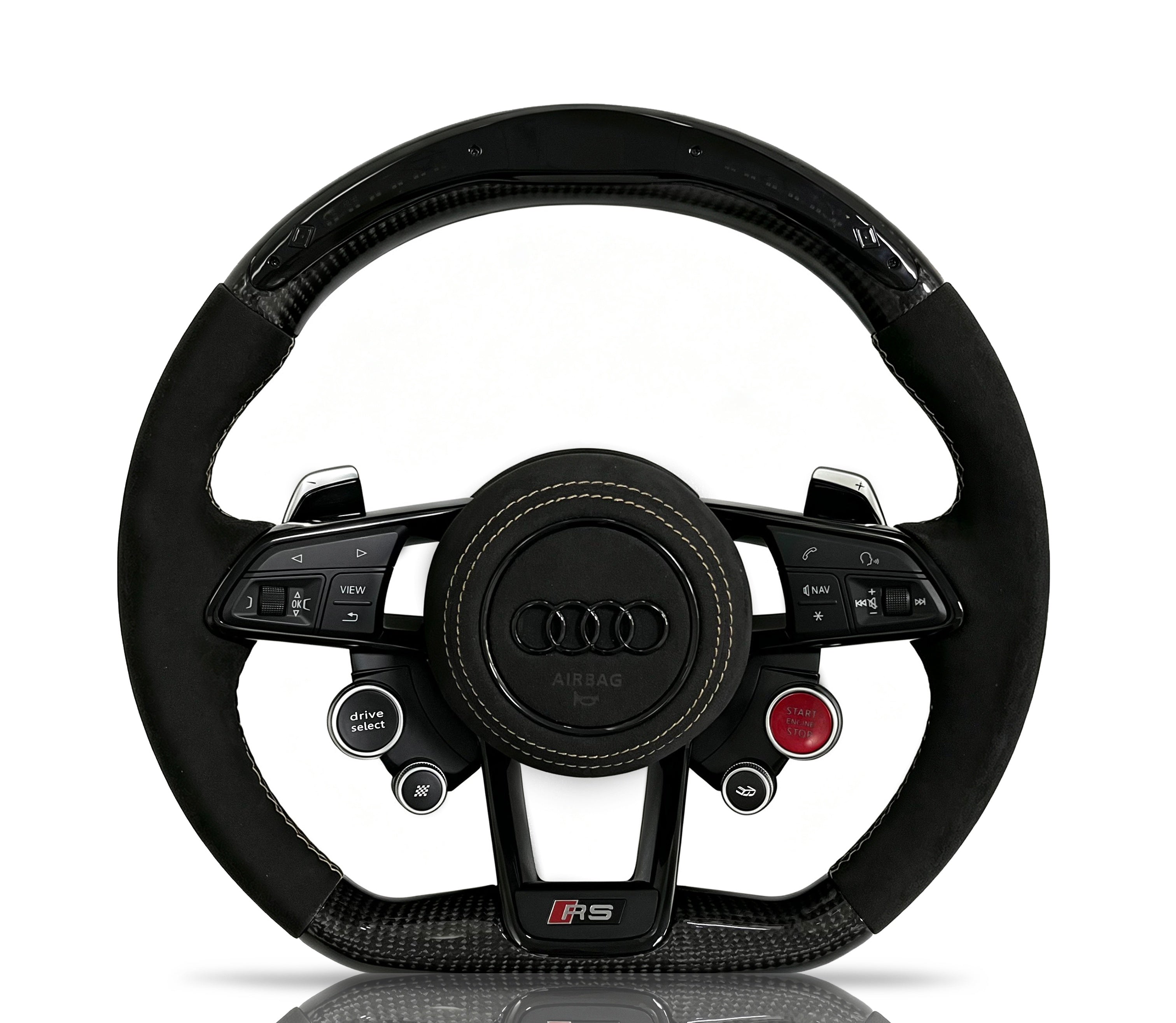 Audi Carbon Fibre & Alcantara Steering Wheel (Design 08) II on a clean white background