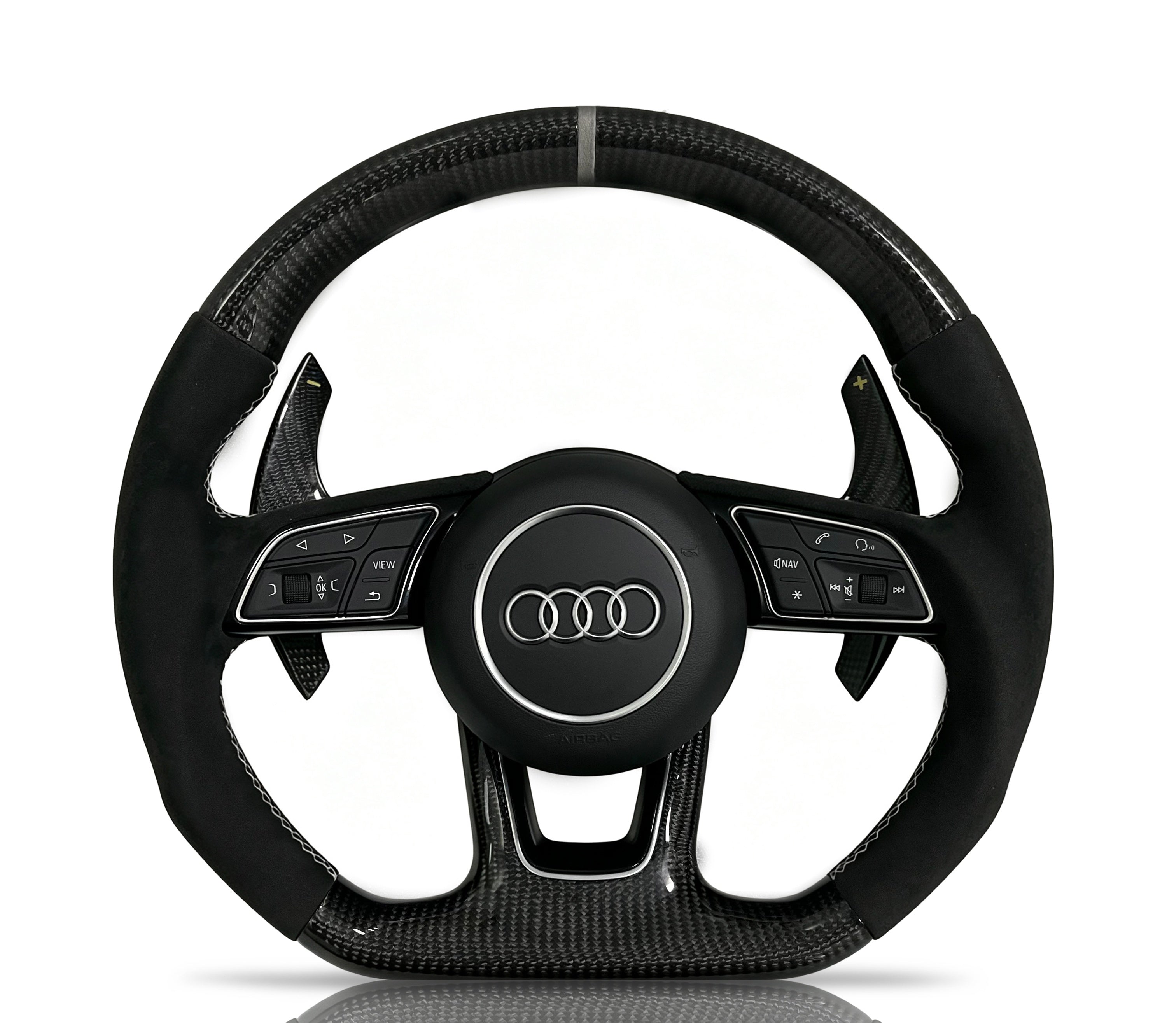 Audi Carbon Fibre & Alcantara Steering Wheel (Design 11) on a clean white background