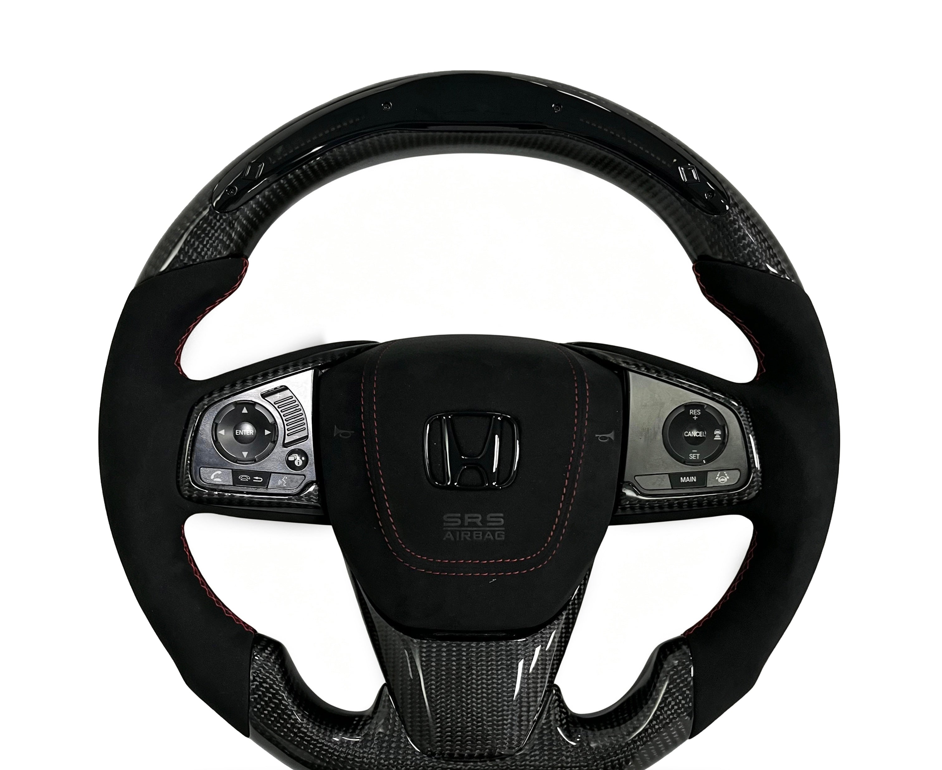 Honda Carbon Fibre & Alcantara Steering Wheel (Design 1) on a clean white background