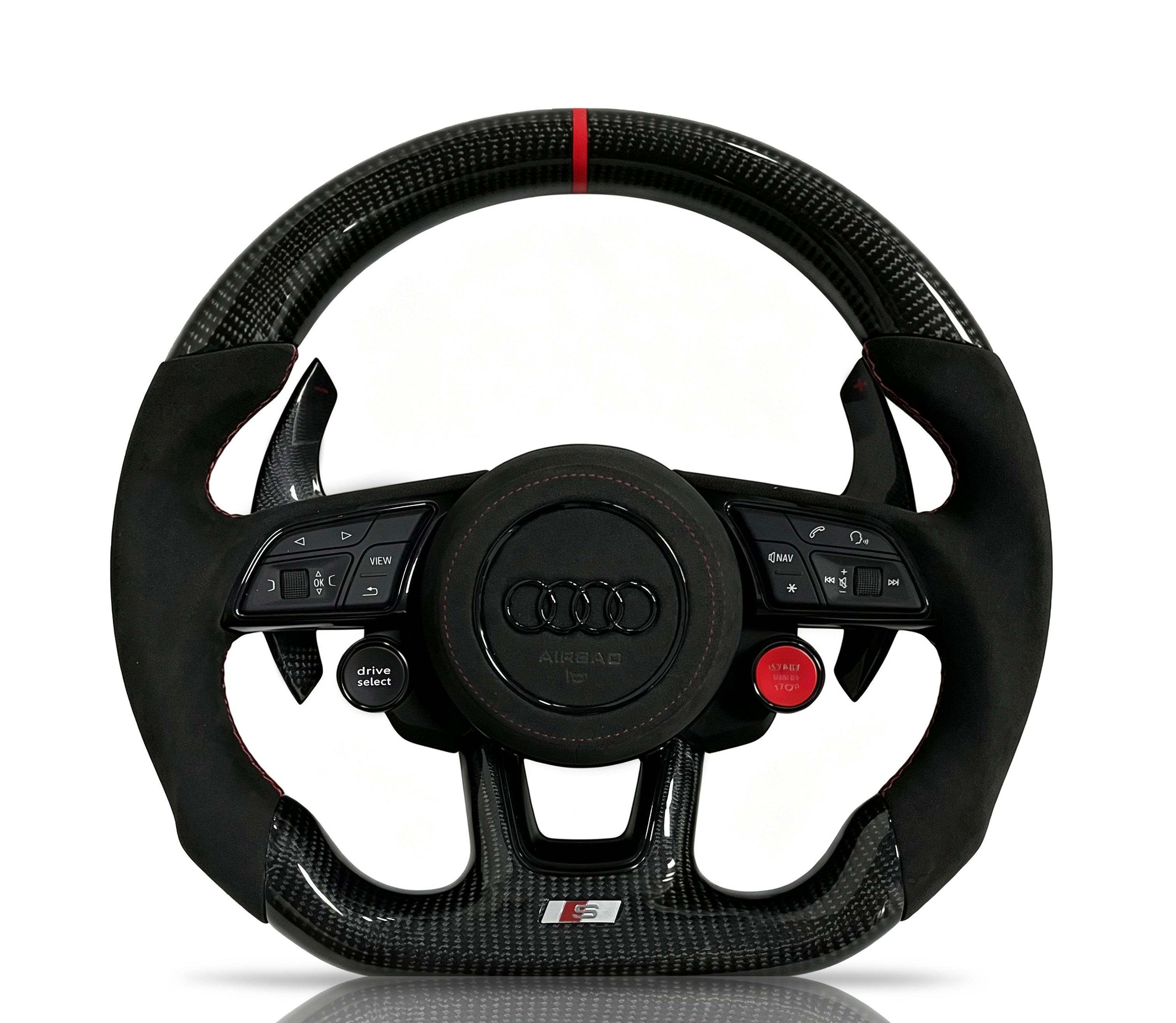 Audi Carbon Fibre & Alcantara Steering Wheel (Design 16) on a clean white background