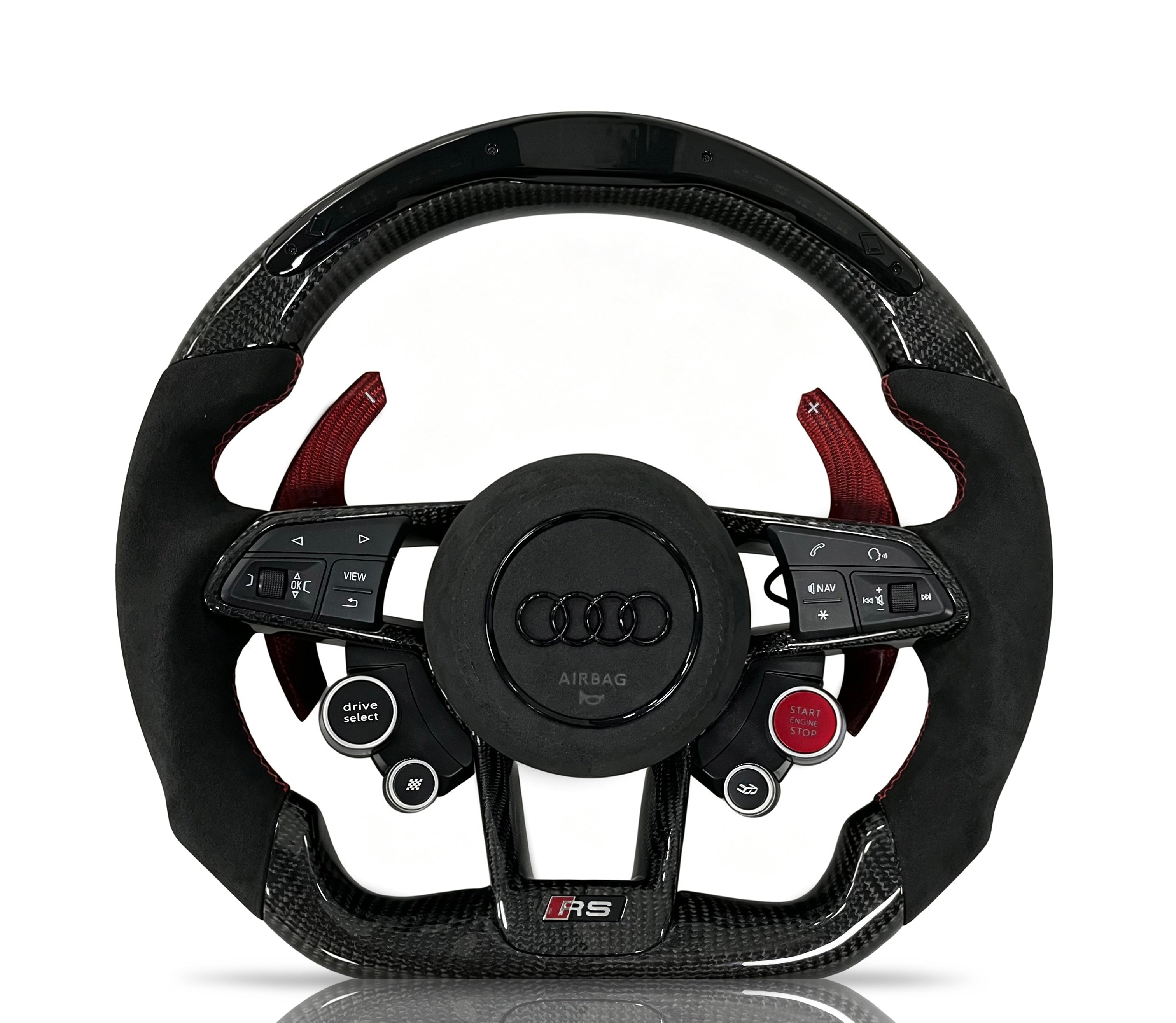 Audi Carbon Fibre & Alcantara Steering Wheel (Design 12) on a clean white background