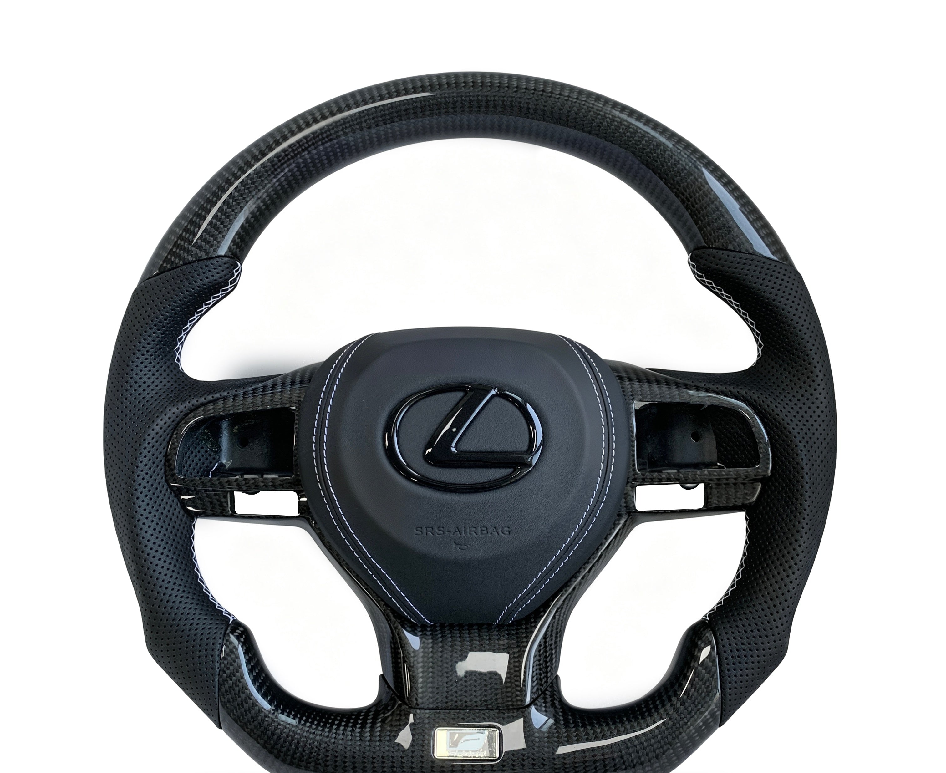 Lexus Carbon Fibre & Perforated Leather Steering Wheel (Design 1) on a clean white background