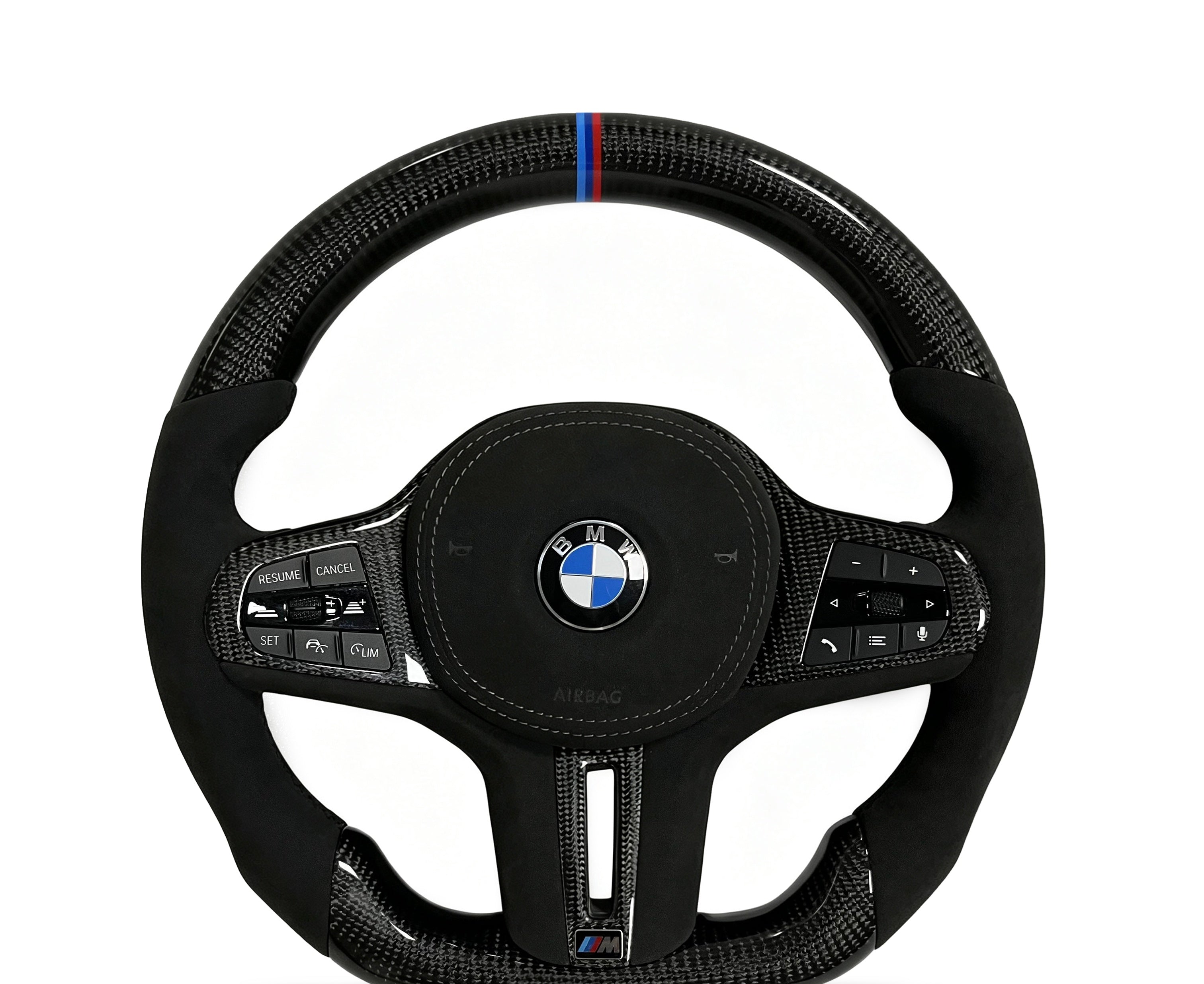 BMW Carbon Fibre & Alcantara Steering Wheel (Design 20) on a clean white background