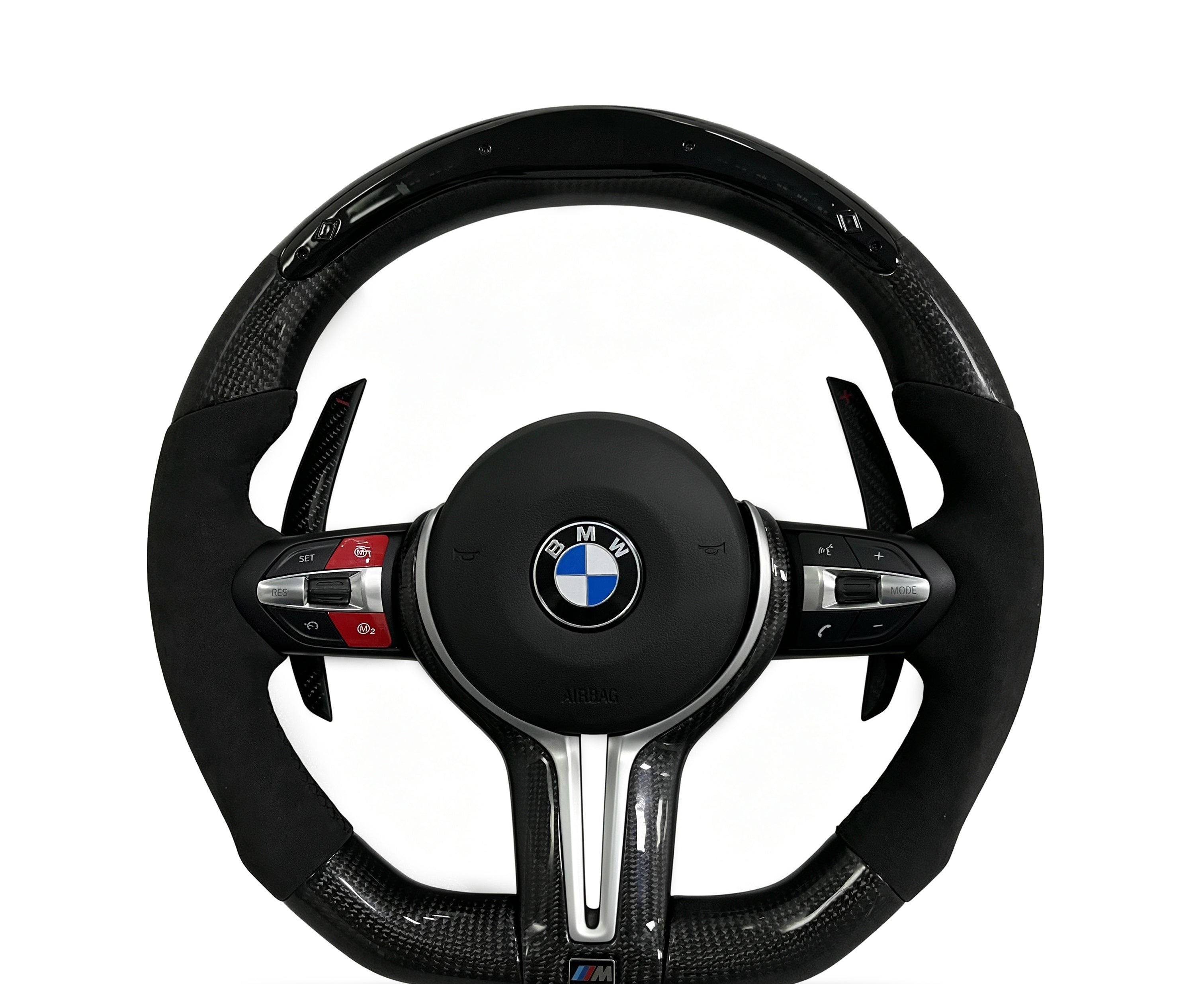 BMW Carbon Fibre & Alcantara Steering Wheel (Design 29) on a clean white background