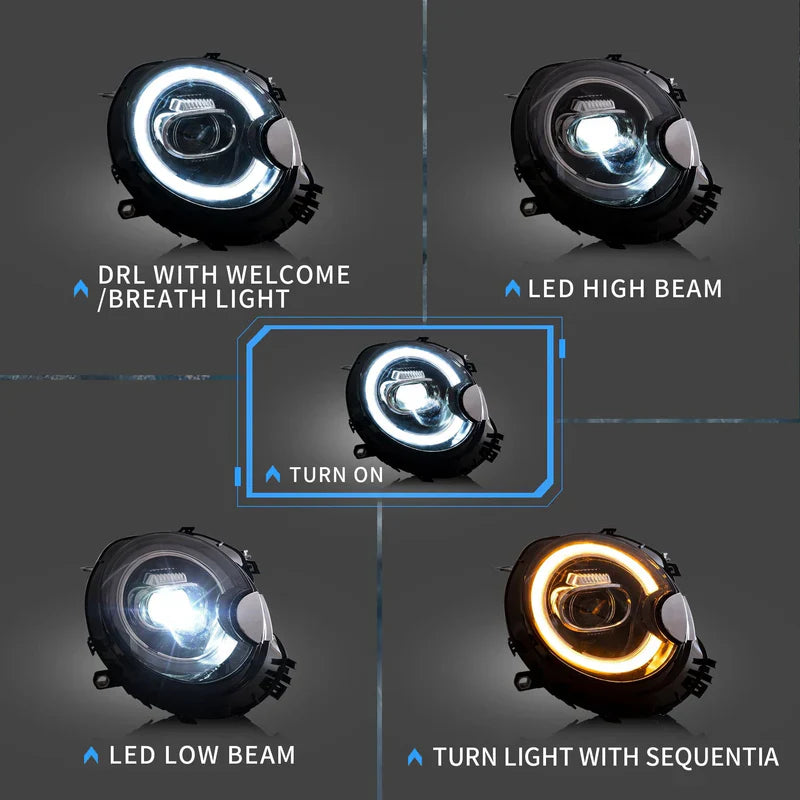 VLAND 2008-2015 MINI COOPER R55 R56 R57 R58 R59 SEQUENTIAL LED HEADLIGHTS