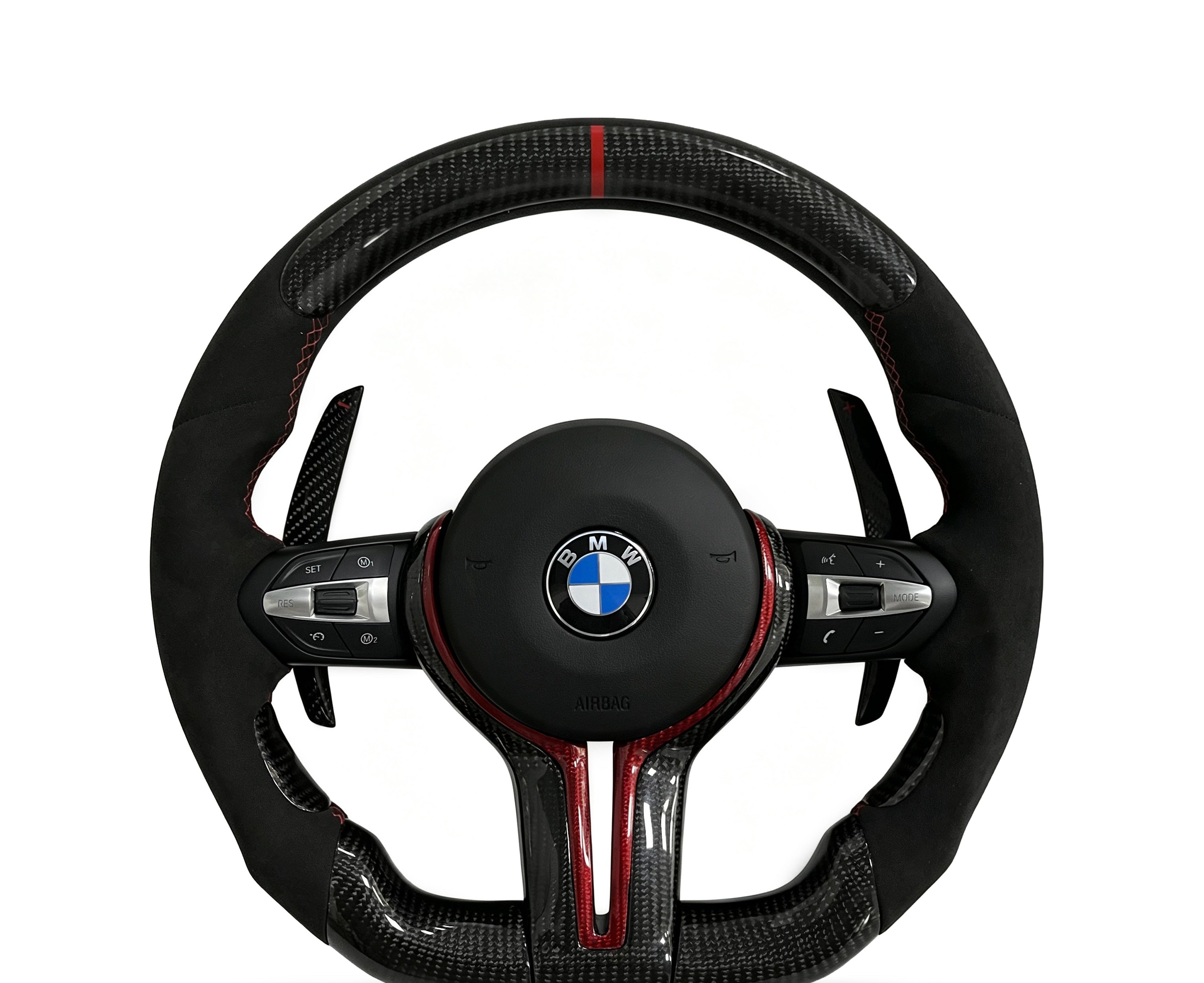 BMW Carbon Fibre & Alcantara Steering Wheel (Design 31) on a clean white background