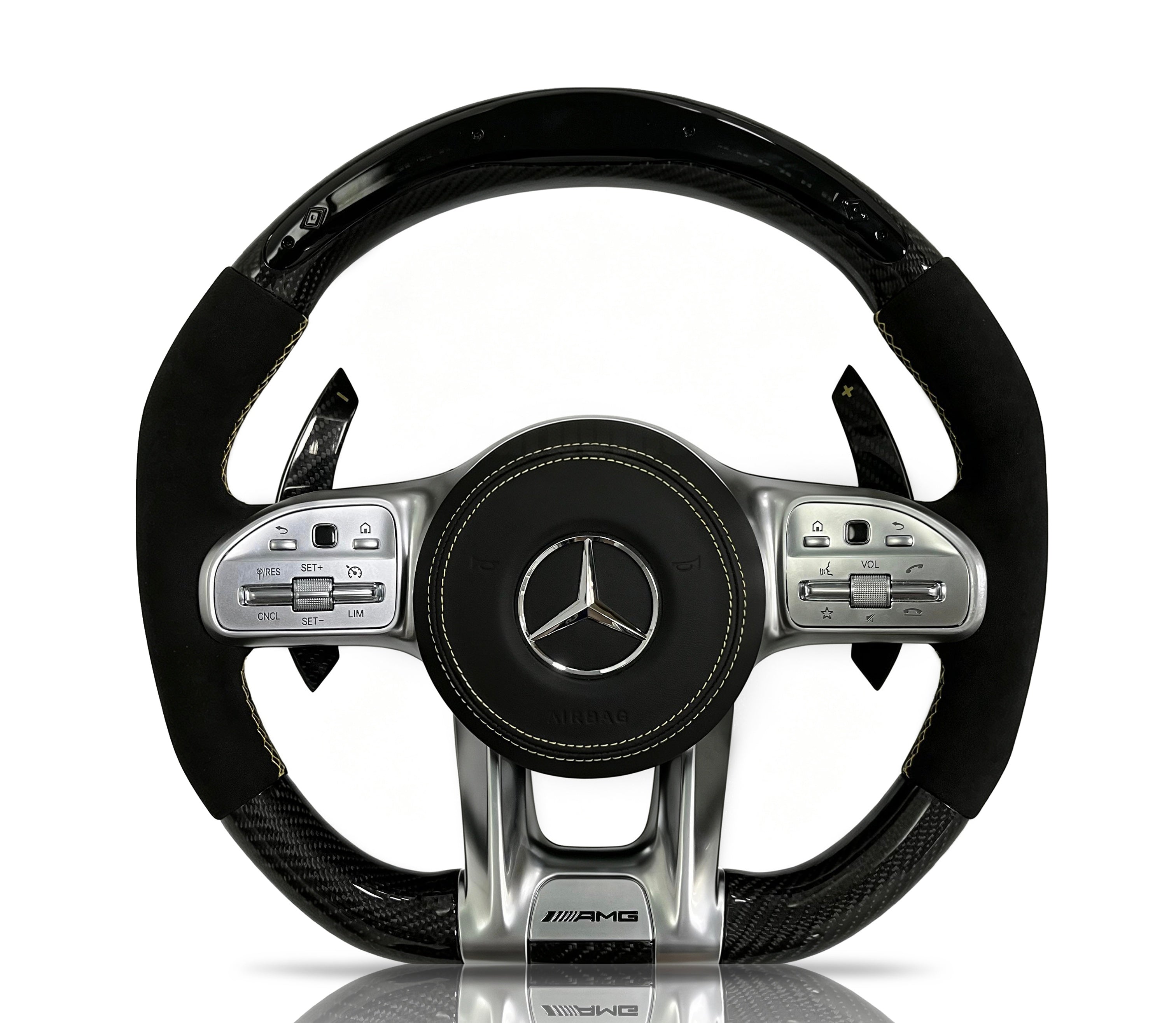 Mercedes-Benz Carbon Fibre & Alcantara Steering Wheel (Design 33) on a clean white background