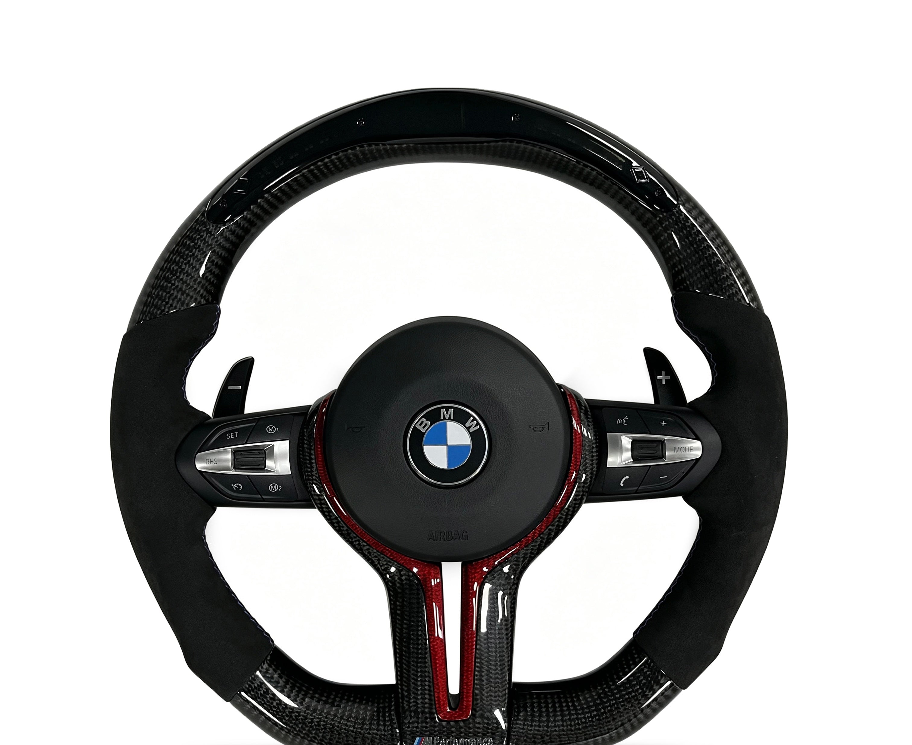 BMW Carbon Fibre & Alcantara Steering Wheel (Design 3) on a clean white background
