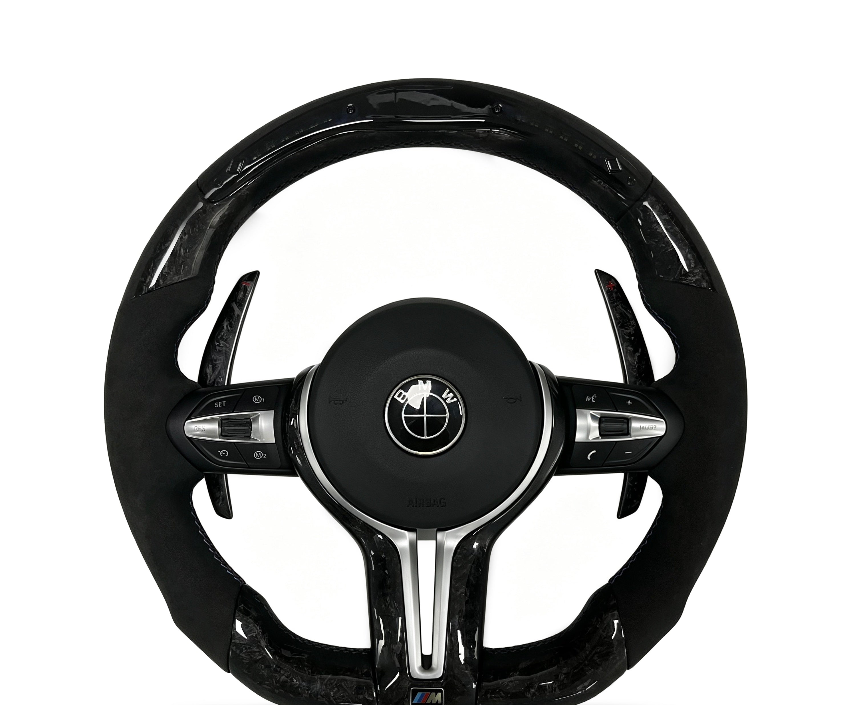 BMW Forged Carbon Fibre & Alcantara Steering Wheel (Design 7) on a clean white background