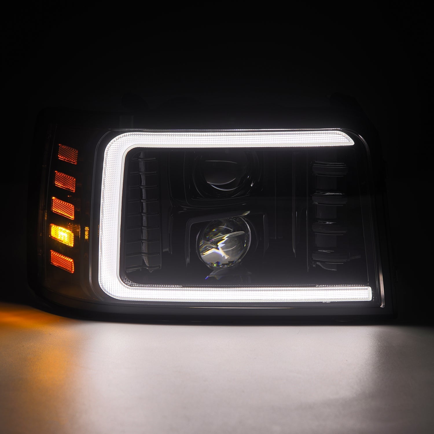 92-96 Ford F-Series/Bronco LUXX-Series LED Projector Headlights Alpha-Black